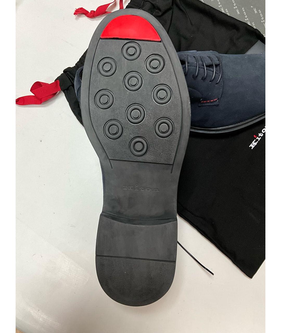 KITON Синие замшевые туфли, фото 5