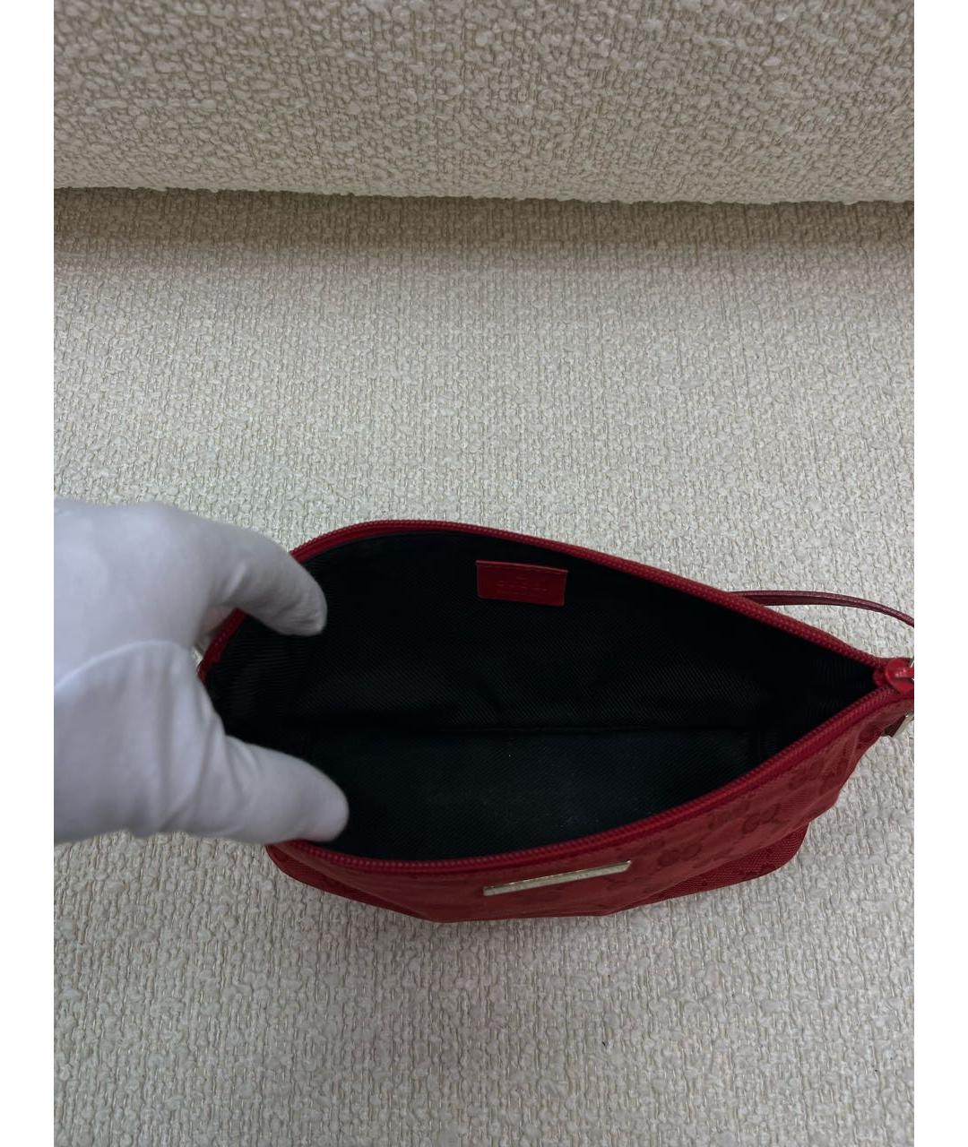 GUCCI Красная тканевая сумка с короткими ручками, фото 4