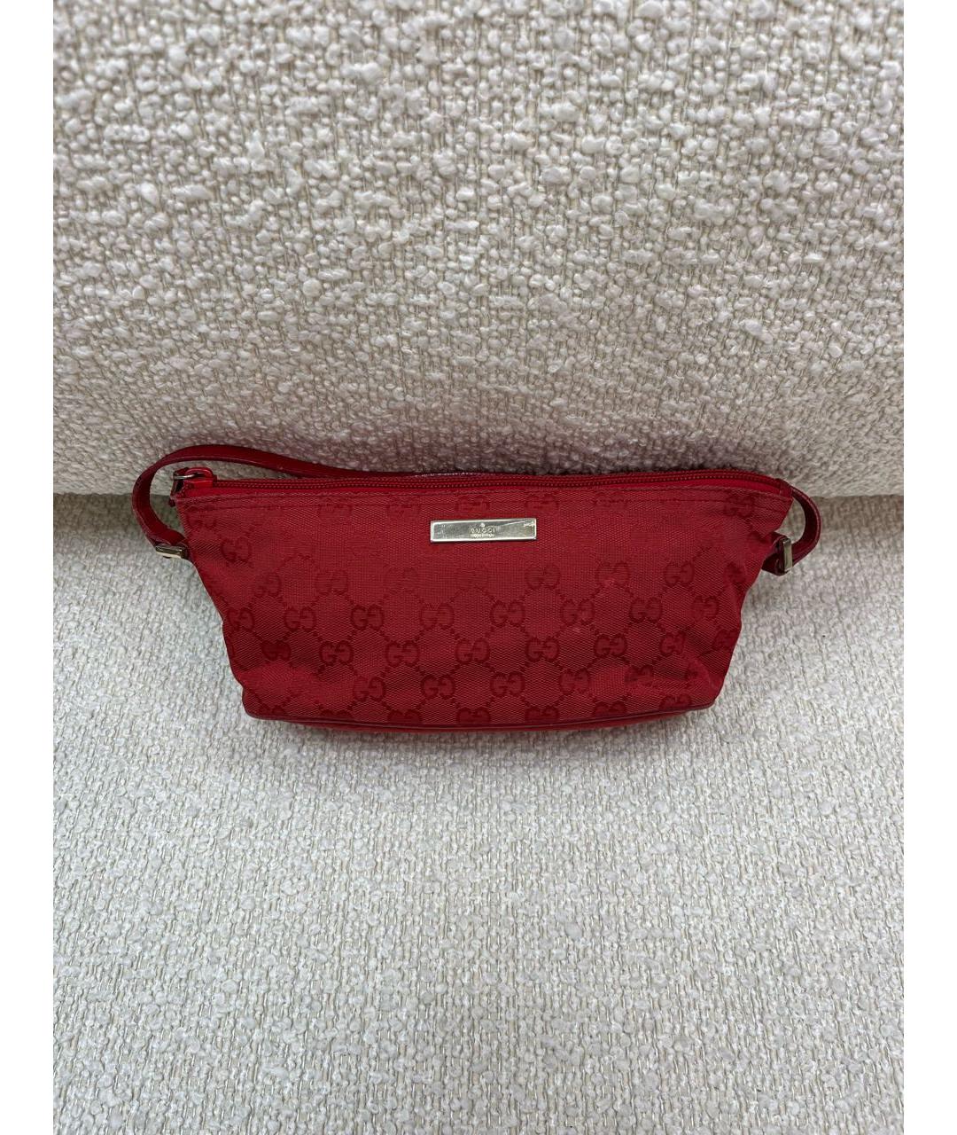 GUCCI Красная тканевая сумка с короткими ручками, фото 8