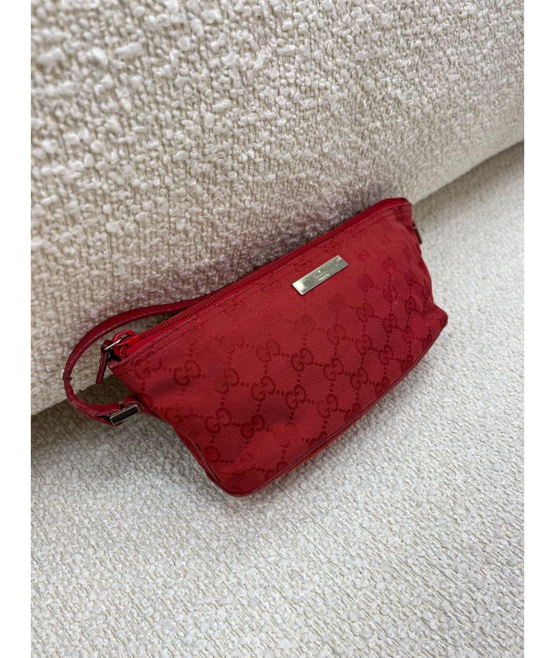 GUCCI Красная тканевая сумка с короткими ручками, фото 5