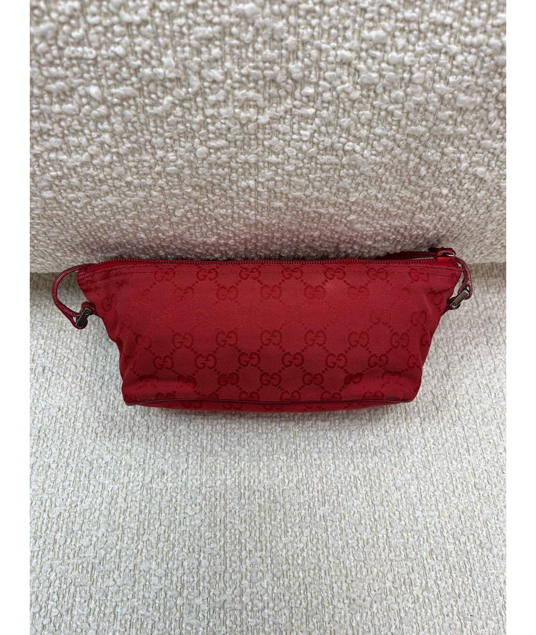 GUCCI Красная тканевая сумка с короткими ручками, фото 3