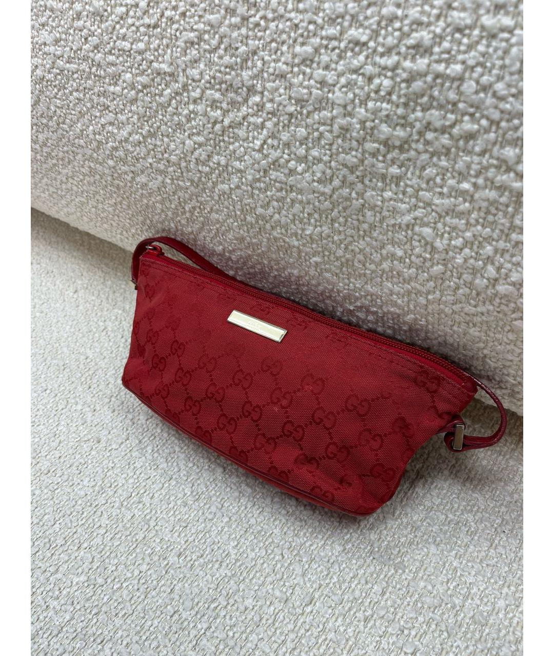 GUCCI Красная тканевая сумка с короткими ручками, фото 2