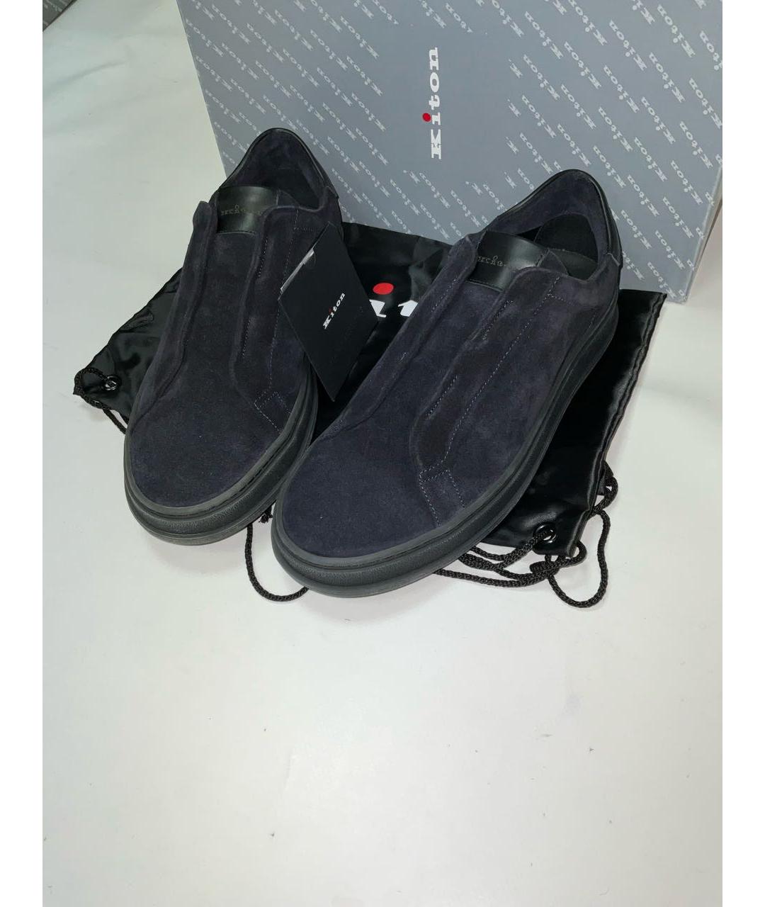 KITON Синие замшевые низкие кроссовки / кеды, фото 2