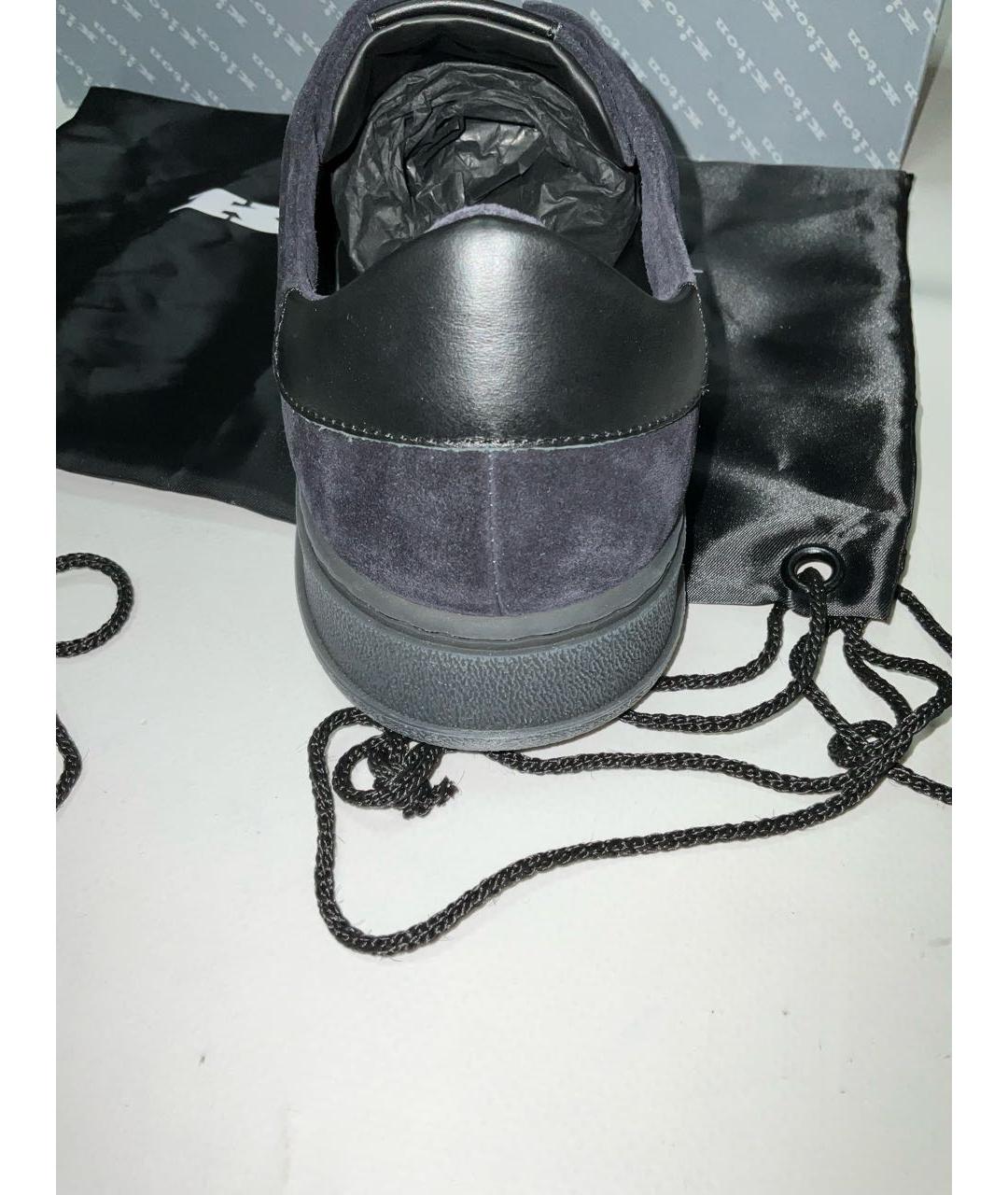 KITON Синие замшевые низкие кроссовки / кеды, фото 4