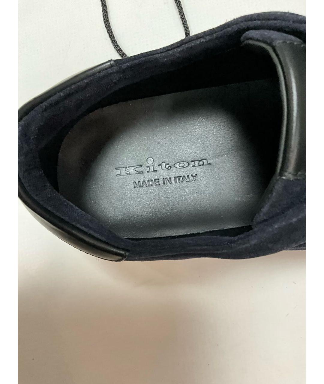 KITON Синие замшевые низкие кроссовки / кеды, фото 6