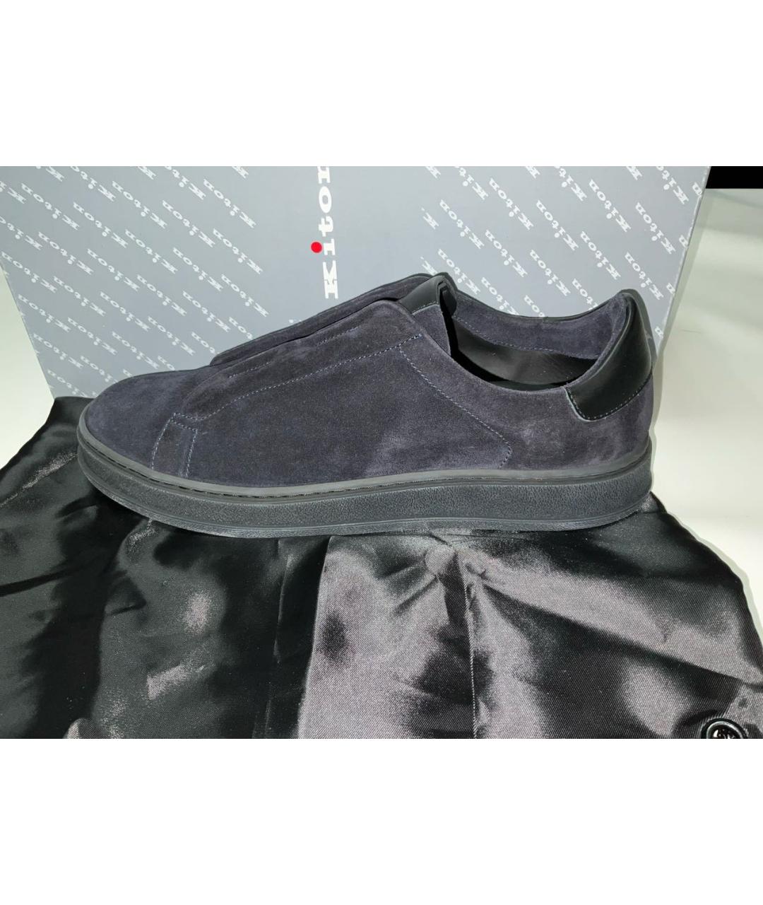 KITON Синие замшевые низкие кроссовки / кеды, фото 3