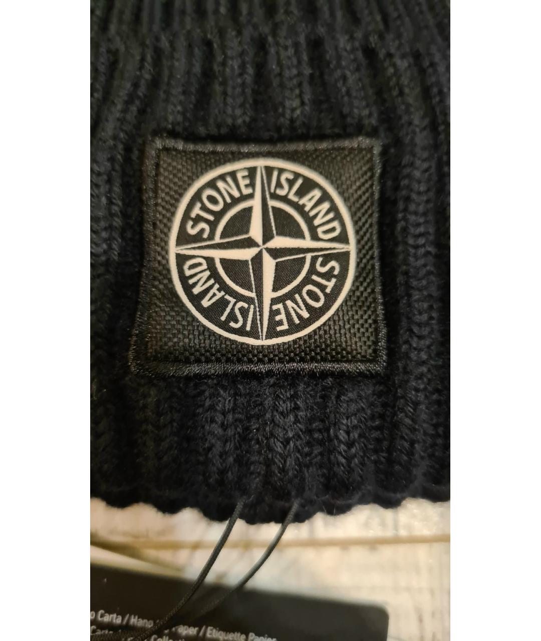 STONE ISLAND Темно-синяя шерстяная шапка, фото 5