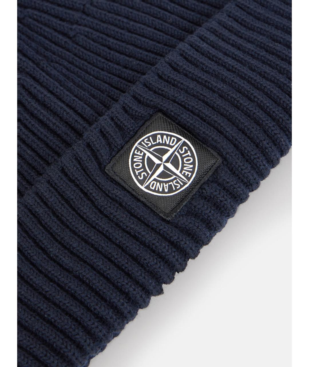 STONE ISLAND Темно-синяя шерстяная шапка, фото 3