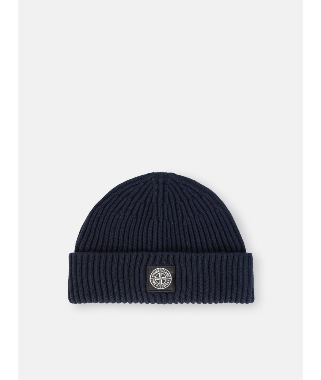 STONE ISLAND Темно-синяя шерстяная шапка, фото 9