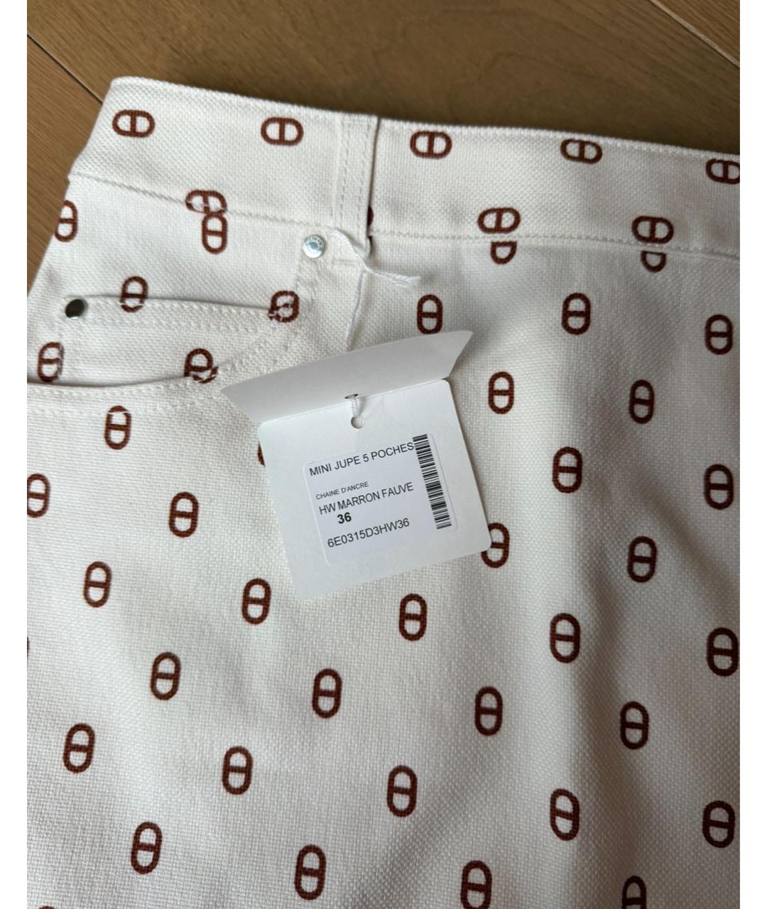 HERMES Белая хлопковая юбка мини, фото 6
