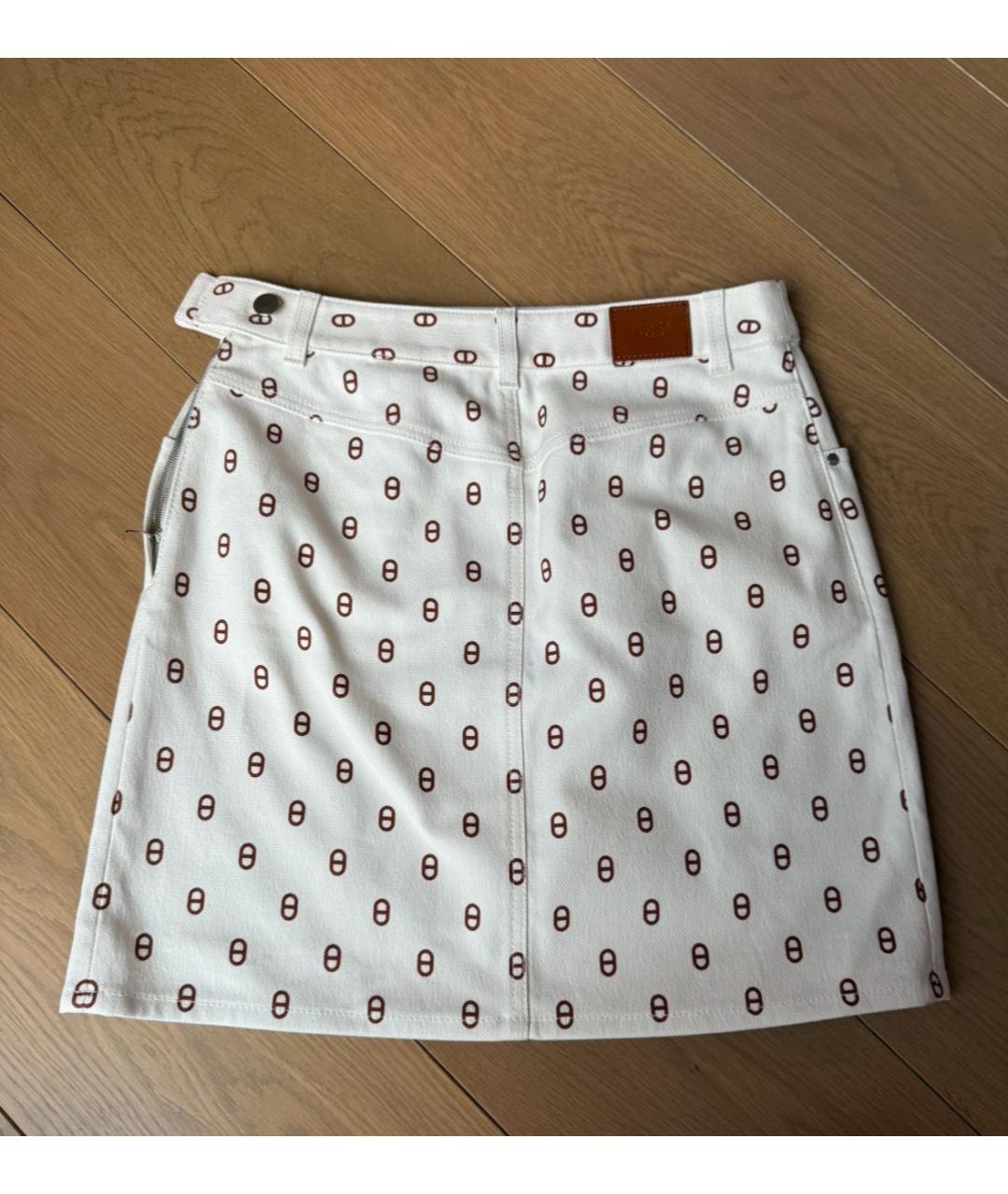 HERMES Белая хлопковая юбка мини, фото 2