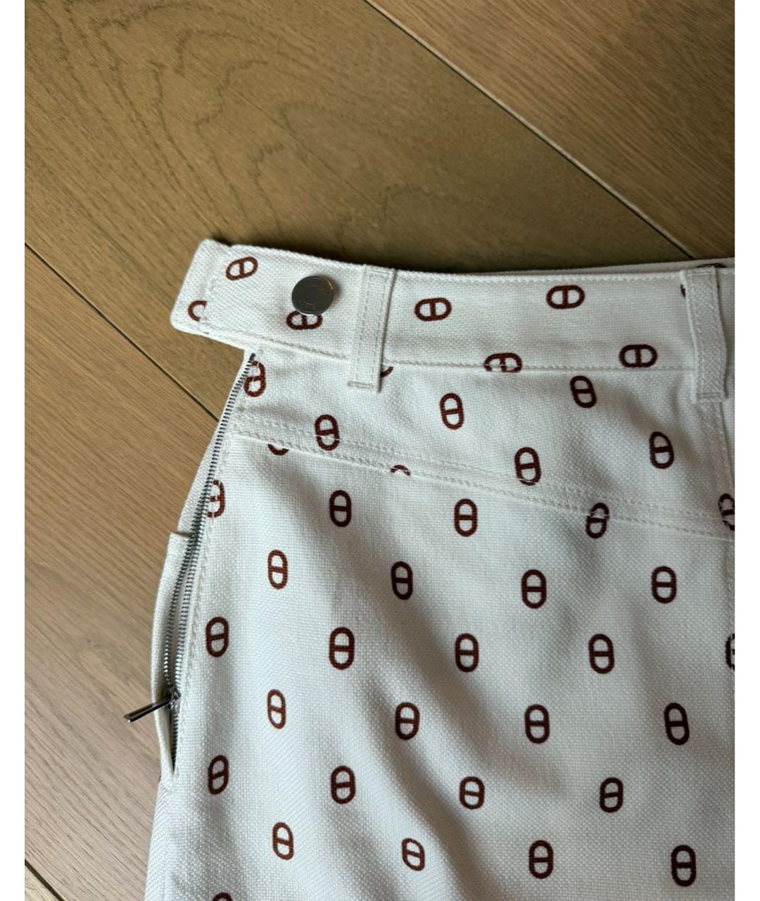 HERMES Белая хлопковая юбка мини, фото 5