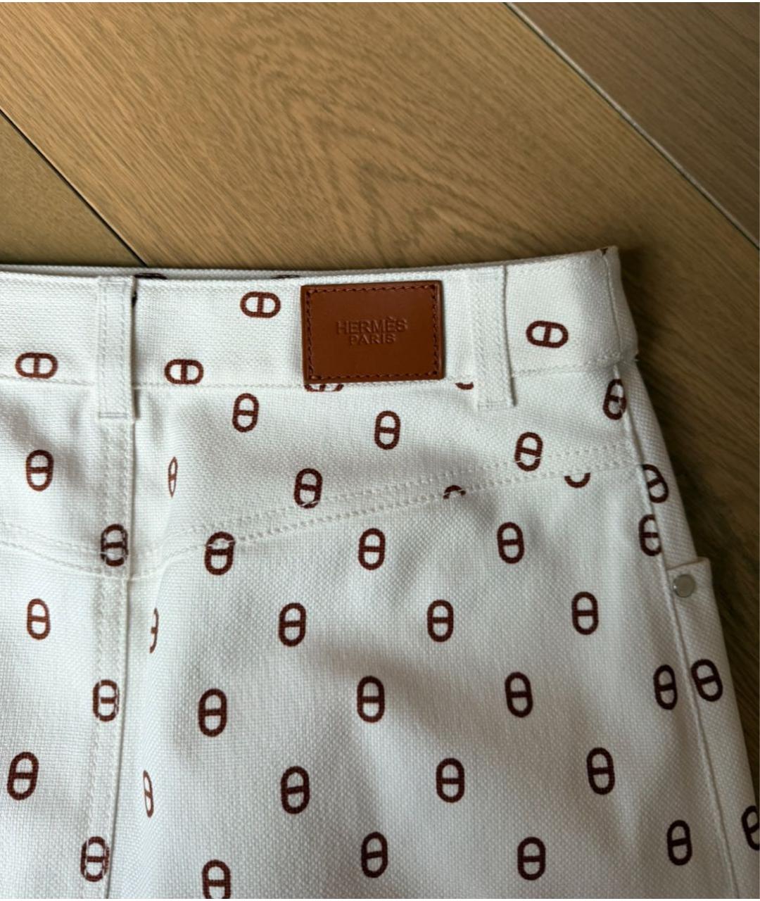 HERMES Белая хлопковая юбка мини, фото 3