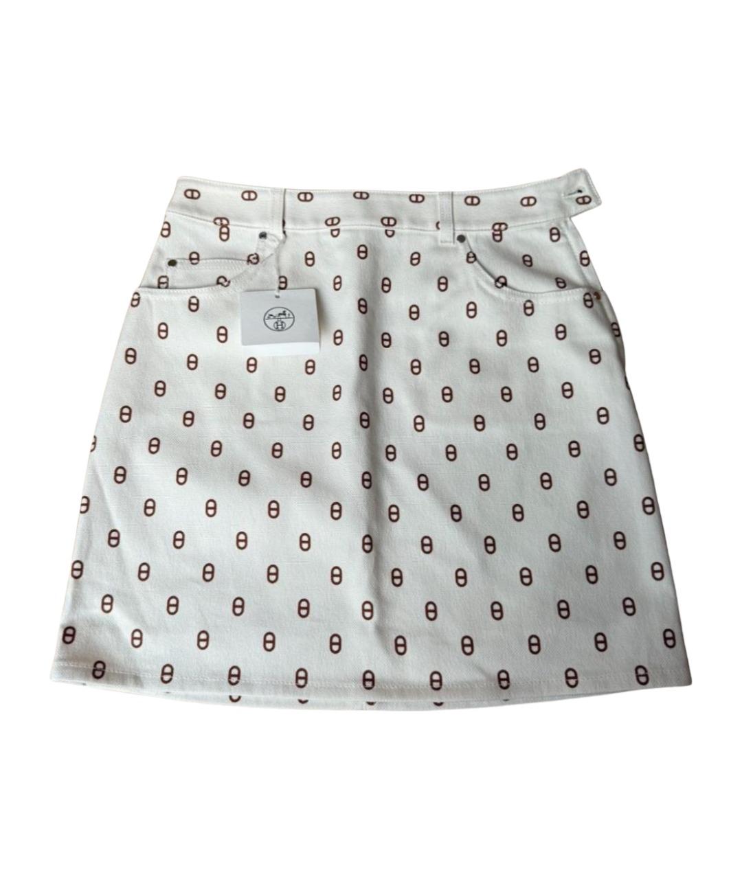 HERMES Белая хлопковая юбка мини, фото 1