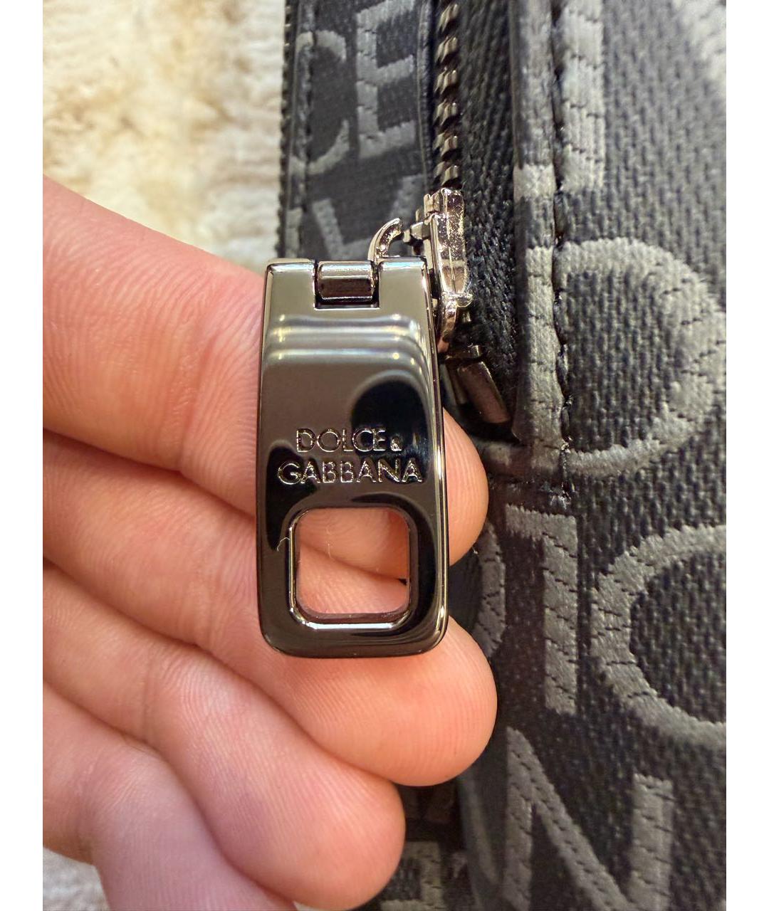 DOLCE&GABBANA Серая кожаная поясная сумка, фото 3