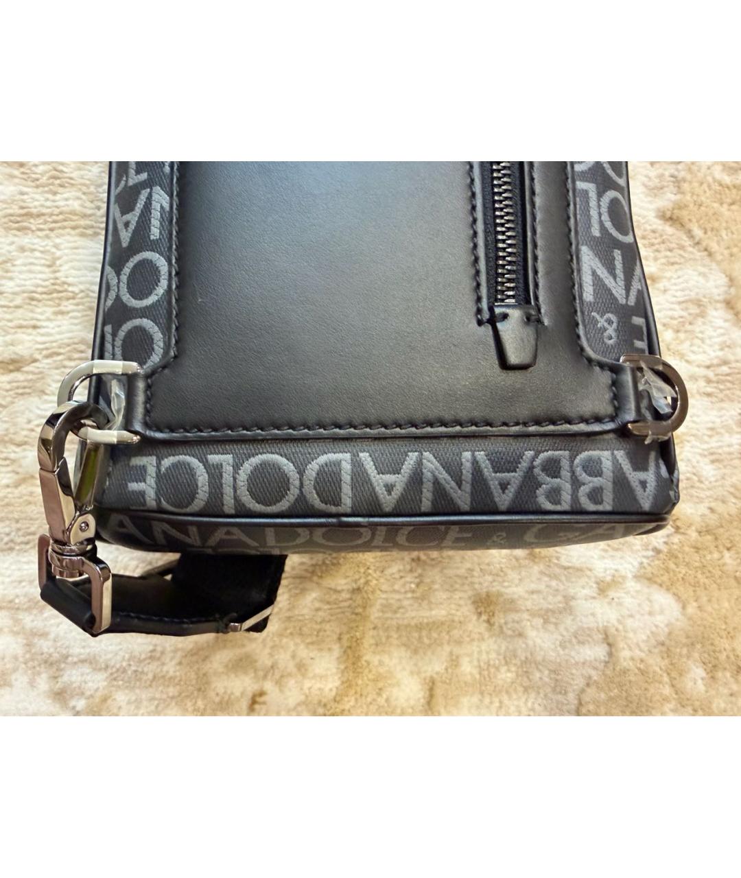 DOLCE&GABBANA Серая кожаная поясная сумка, фото 4