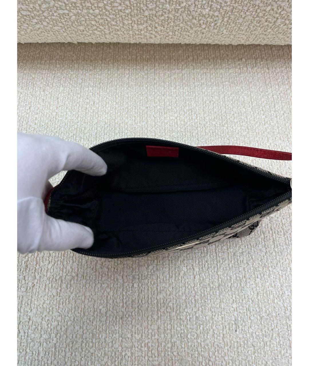 GUCCI Серая тканевая сумка с короткими ручками, фото 4