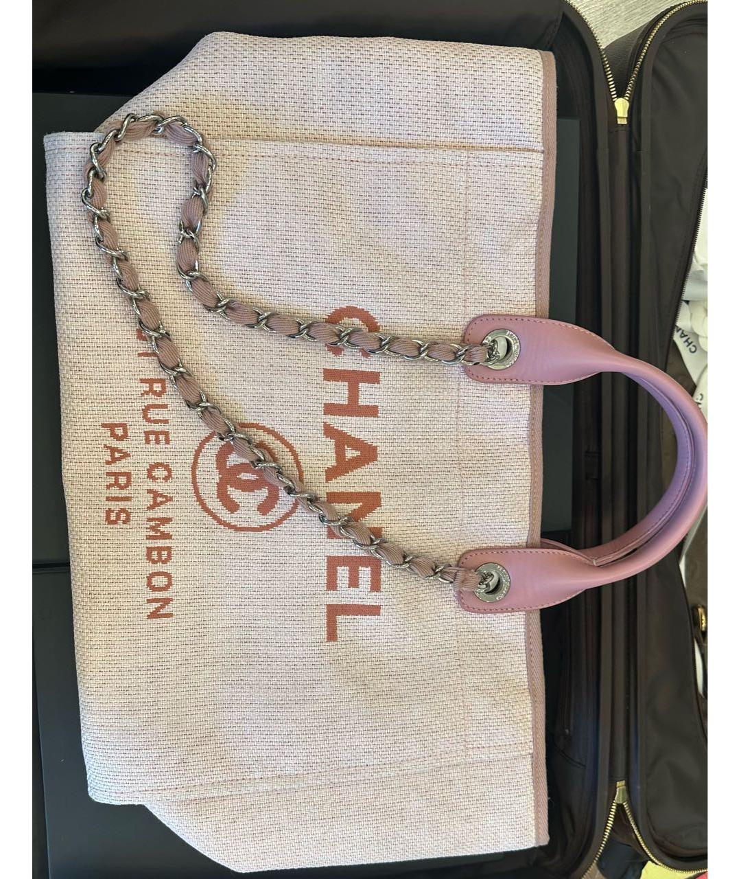 CHANEL Розовая тканевая сумка с короткими ручками, фото 5