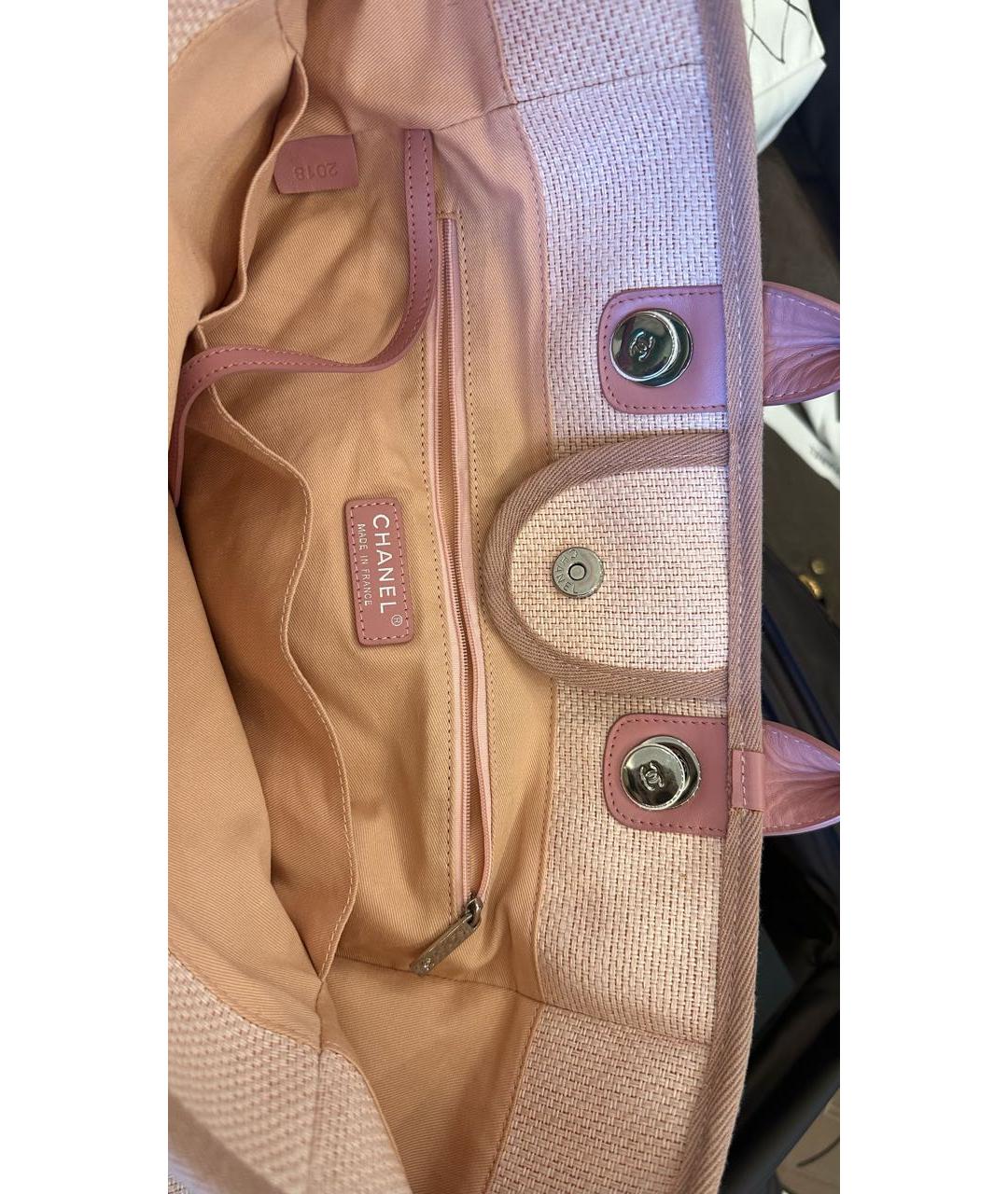 CHANEL Розовая тканевая сумка с короткими ручками, фото 4
