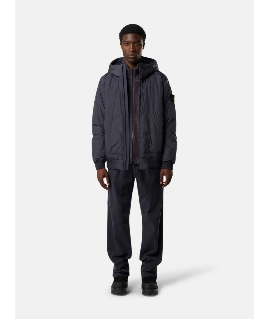 STONE ISLAND Темно-синяя синтетическая куртка, фото 2