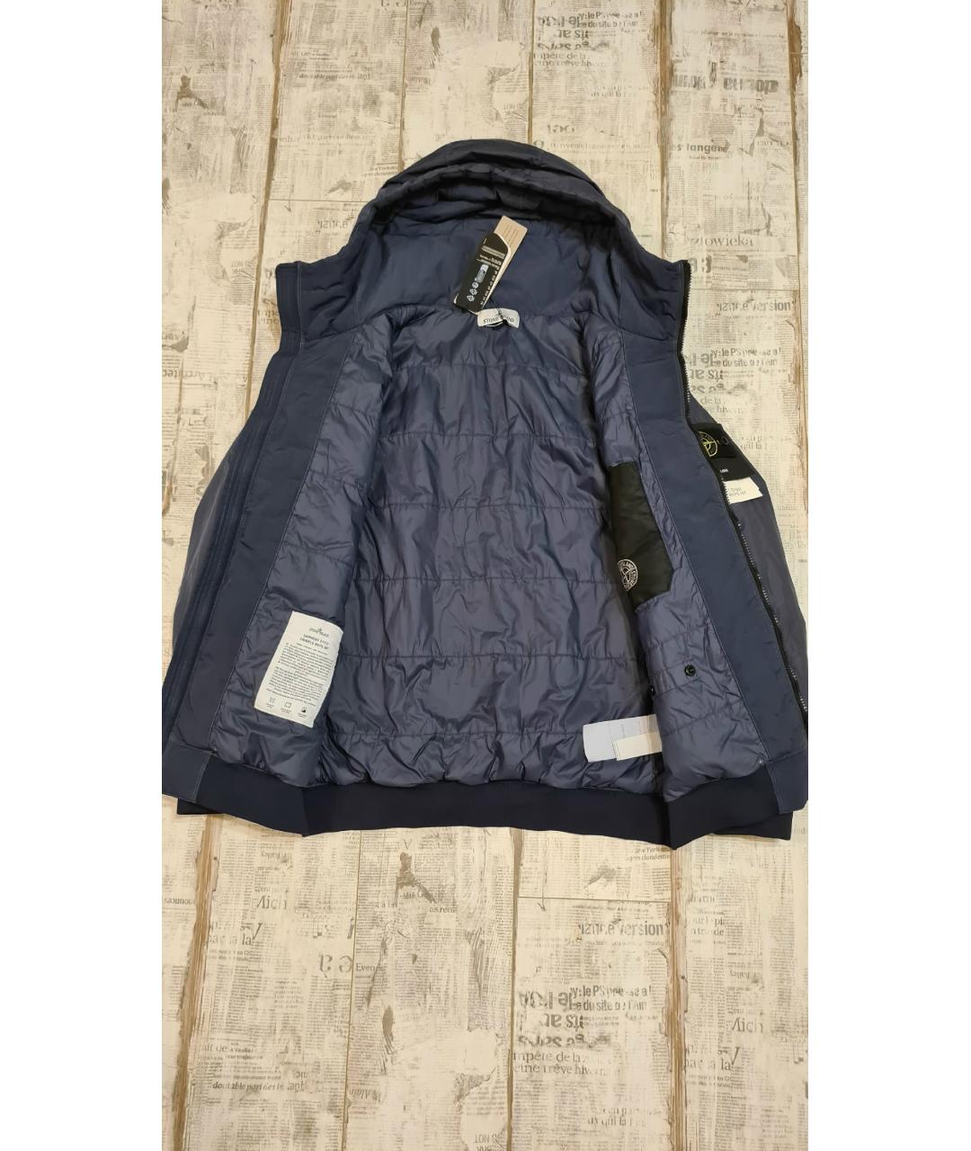 STONE ISLAND Темно-синяя синтетическая куртка, фото 7