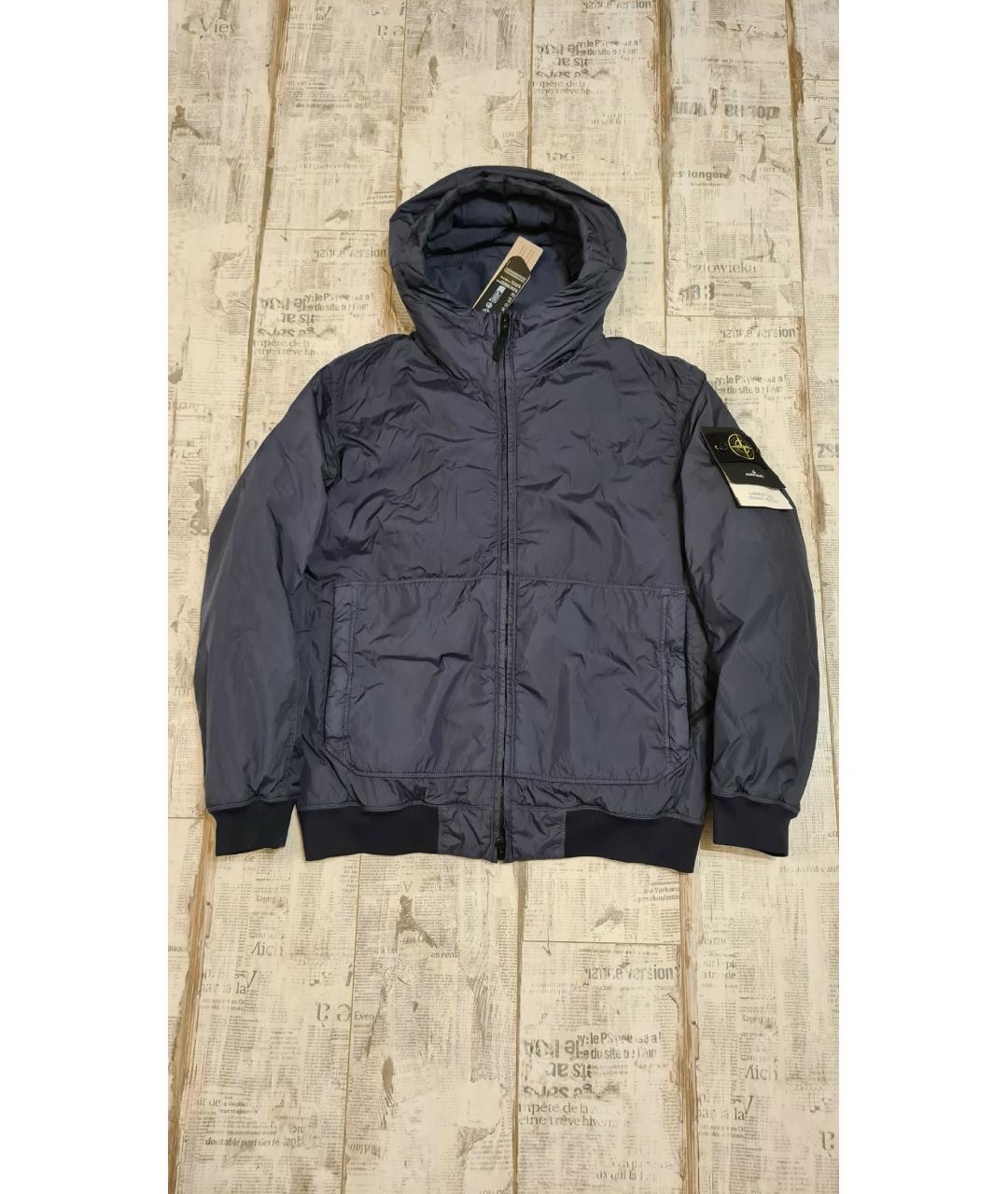 STONE ISLAND Темно-синяя синтетическая куртка, фото 5