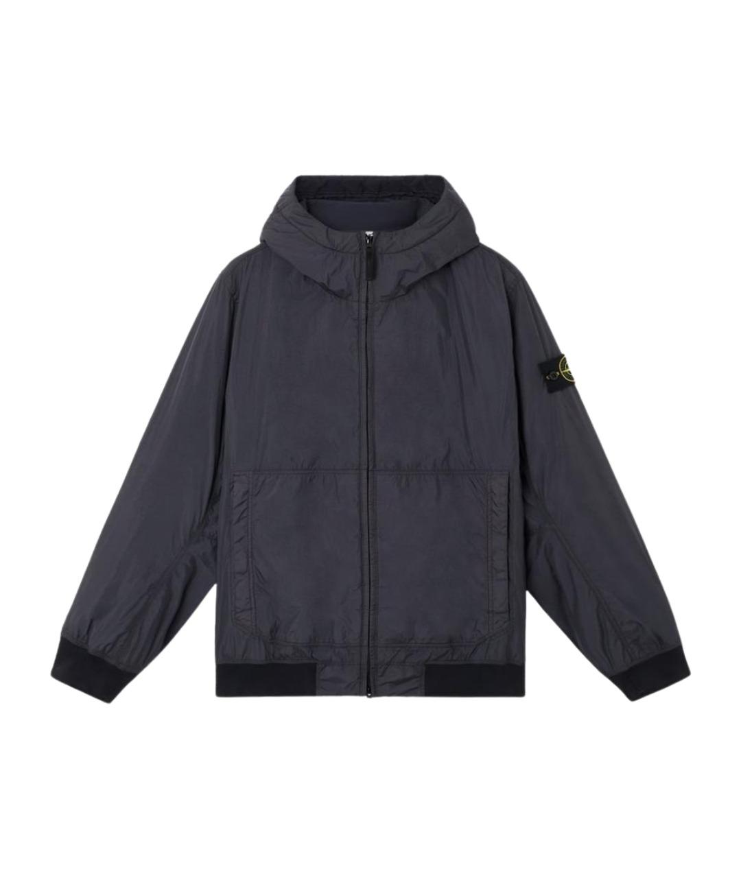 STONE ISLAND Темно-синяя синтетическая куртка, фото 1