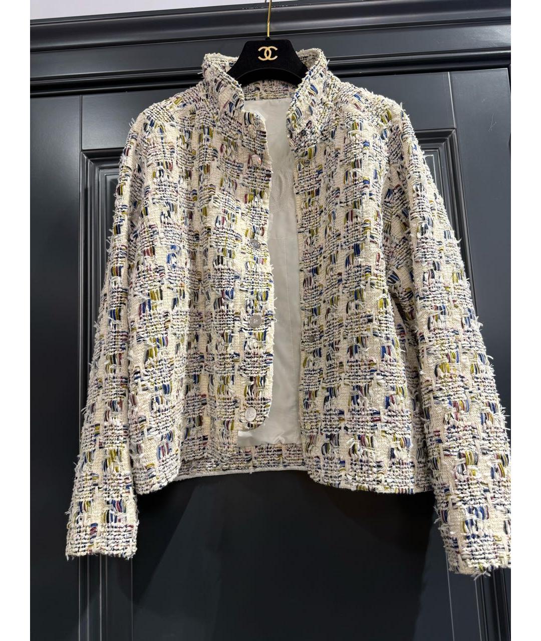 CHANEL Белый хлопковый жакет/пиджак, фото 3