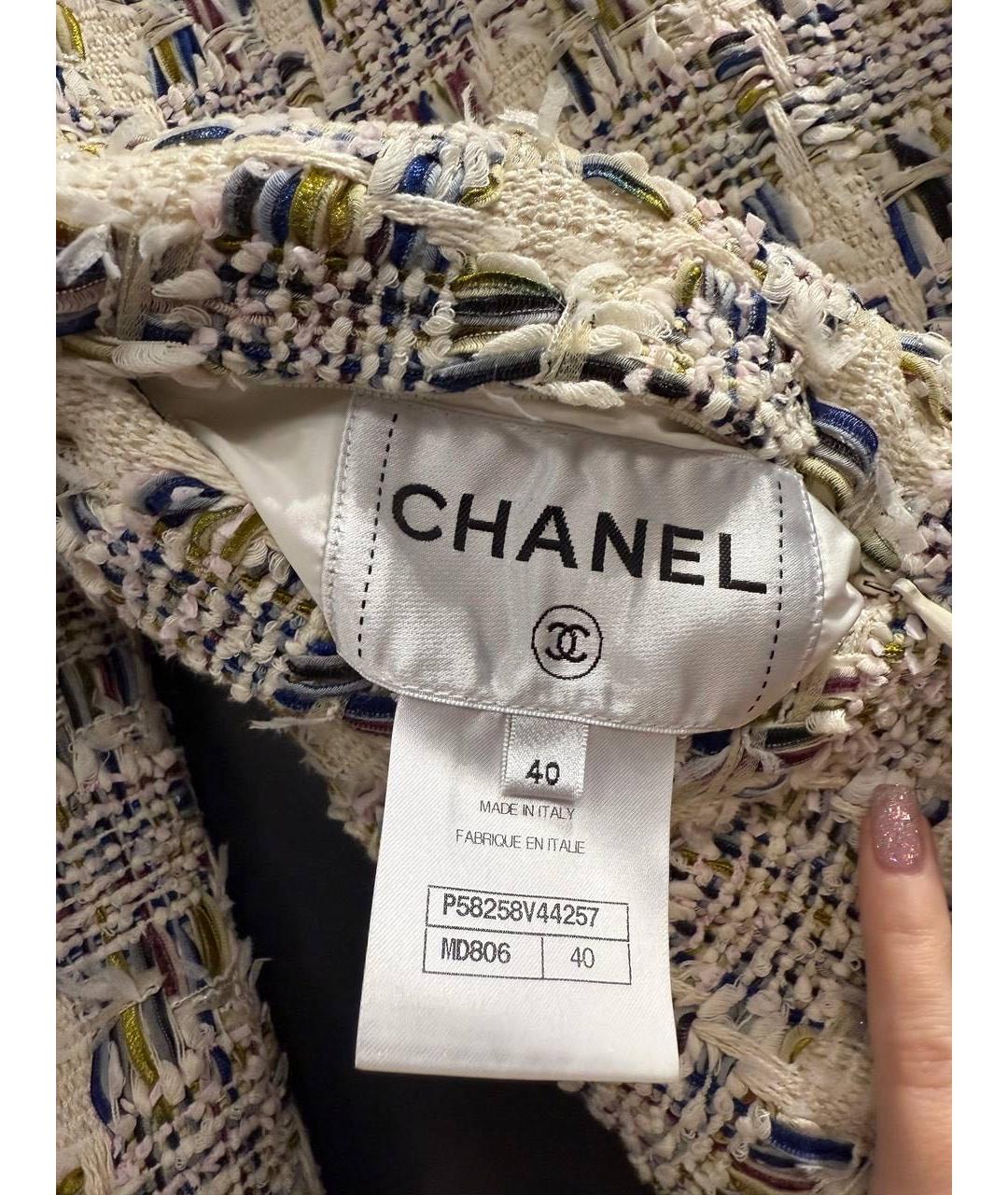 CHANEL Белый хлопковый жакет/пиджак, фото 6