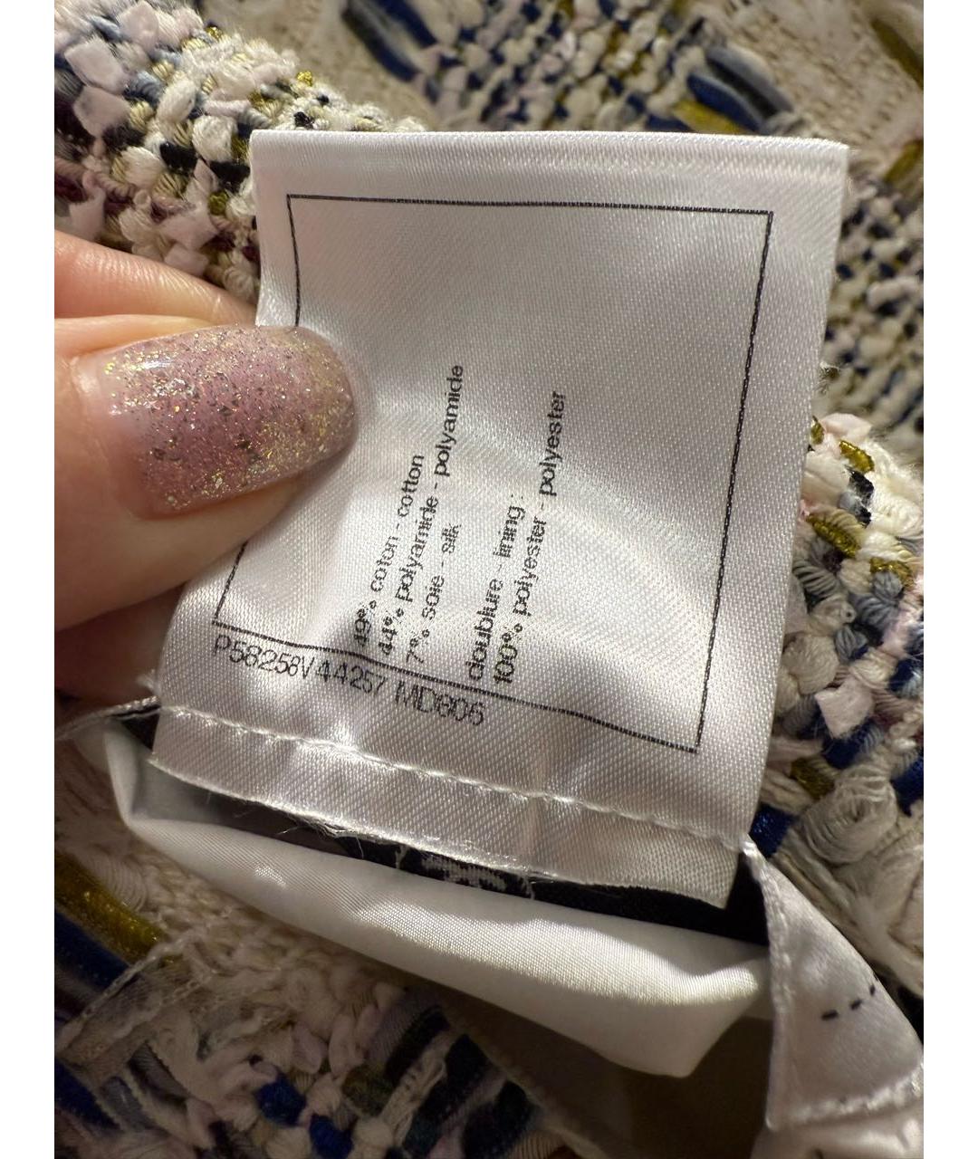 CHANEL Белый хлопковый жакет/пиджак, фото 8