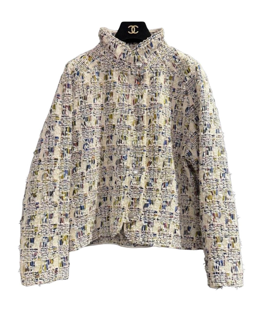 CHANEL Белый хлопковый жакет/пиджак, фото 1