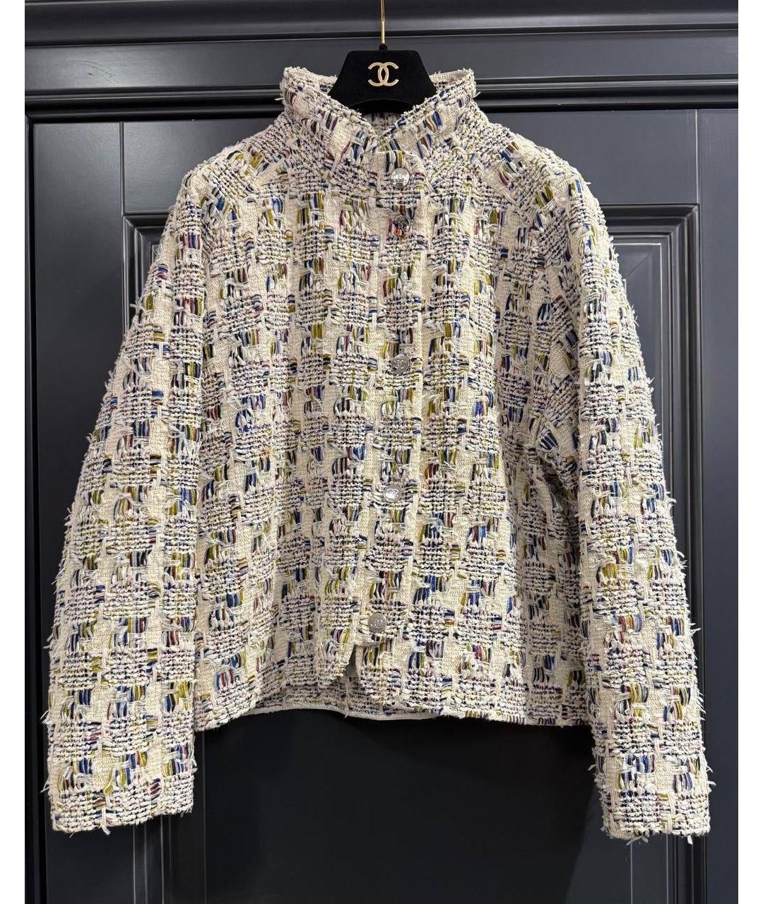 CHANEL Белый хлопковый жакет/пиджак, фото 9