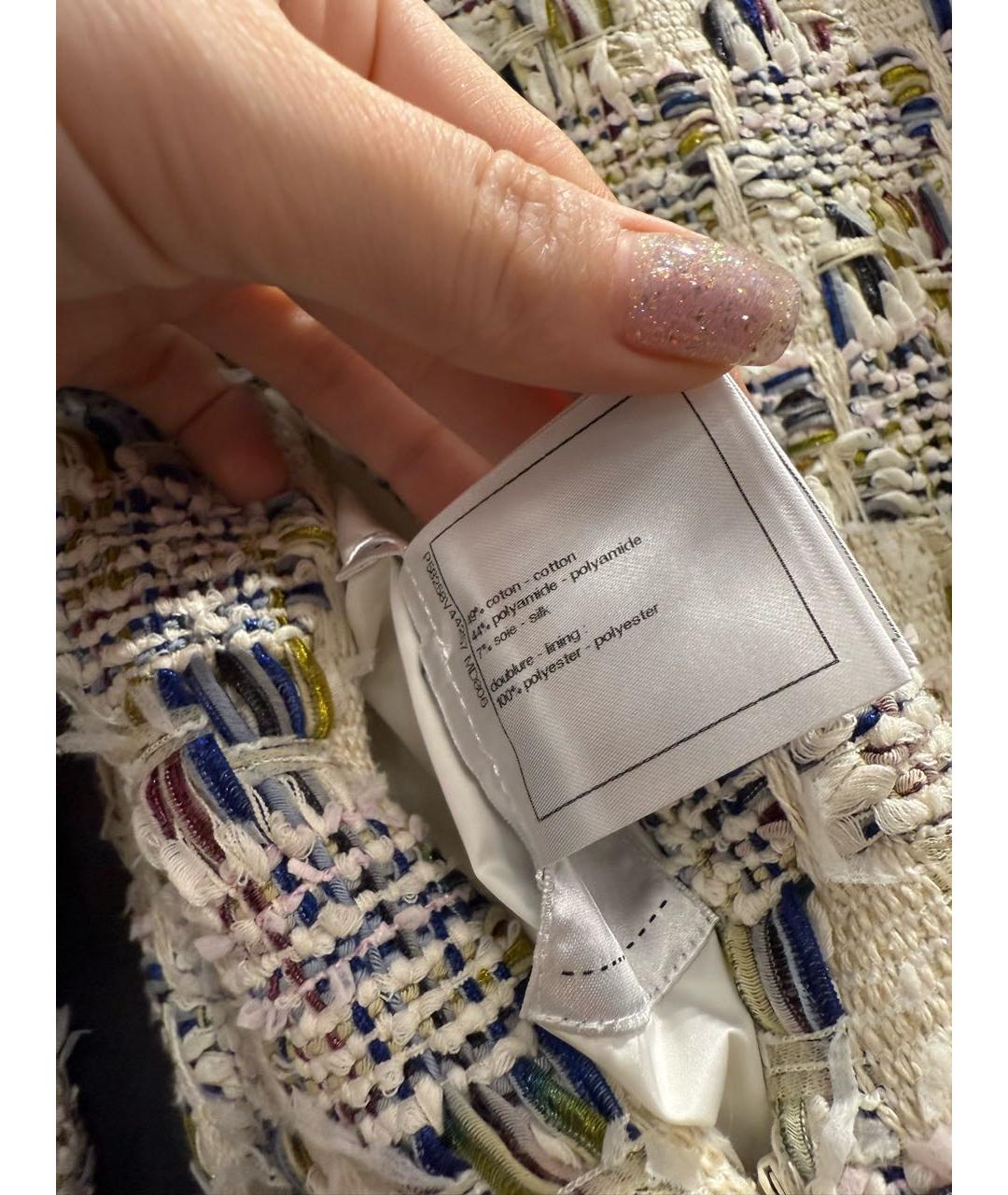 CHANEL Белый хлопковый жакет/пиджак, фото 7