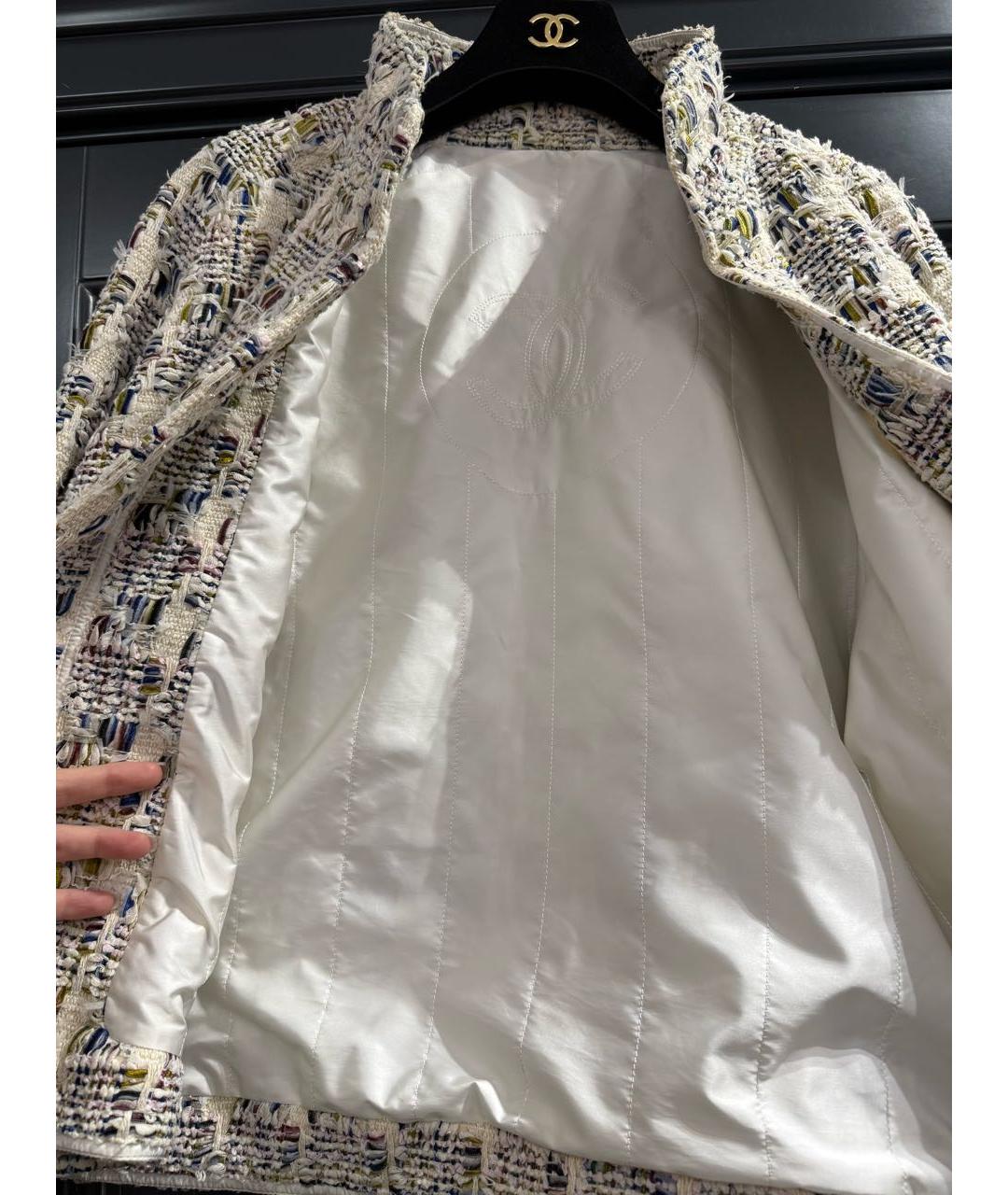 CHANEL Белый хлопковый жакет/пиджак, фото 5