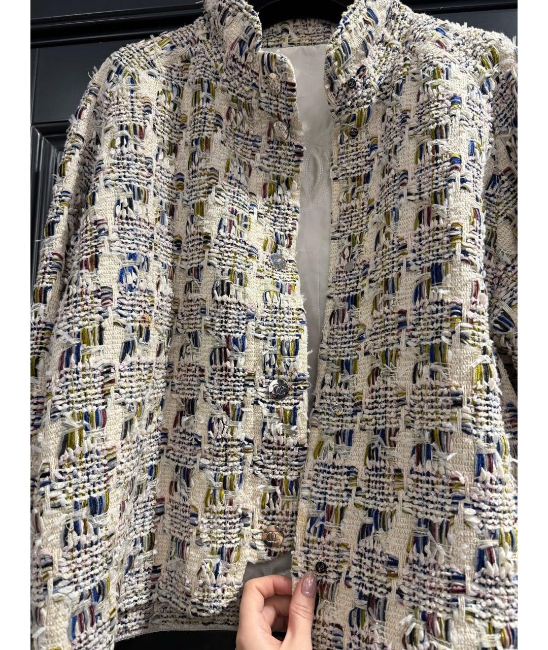 CHANEL Белый хлопковый жакет/пиджак, фото 4