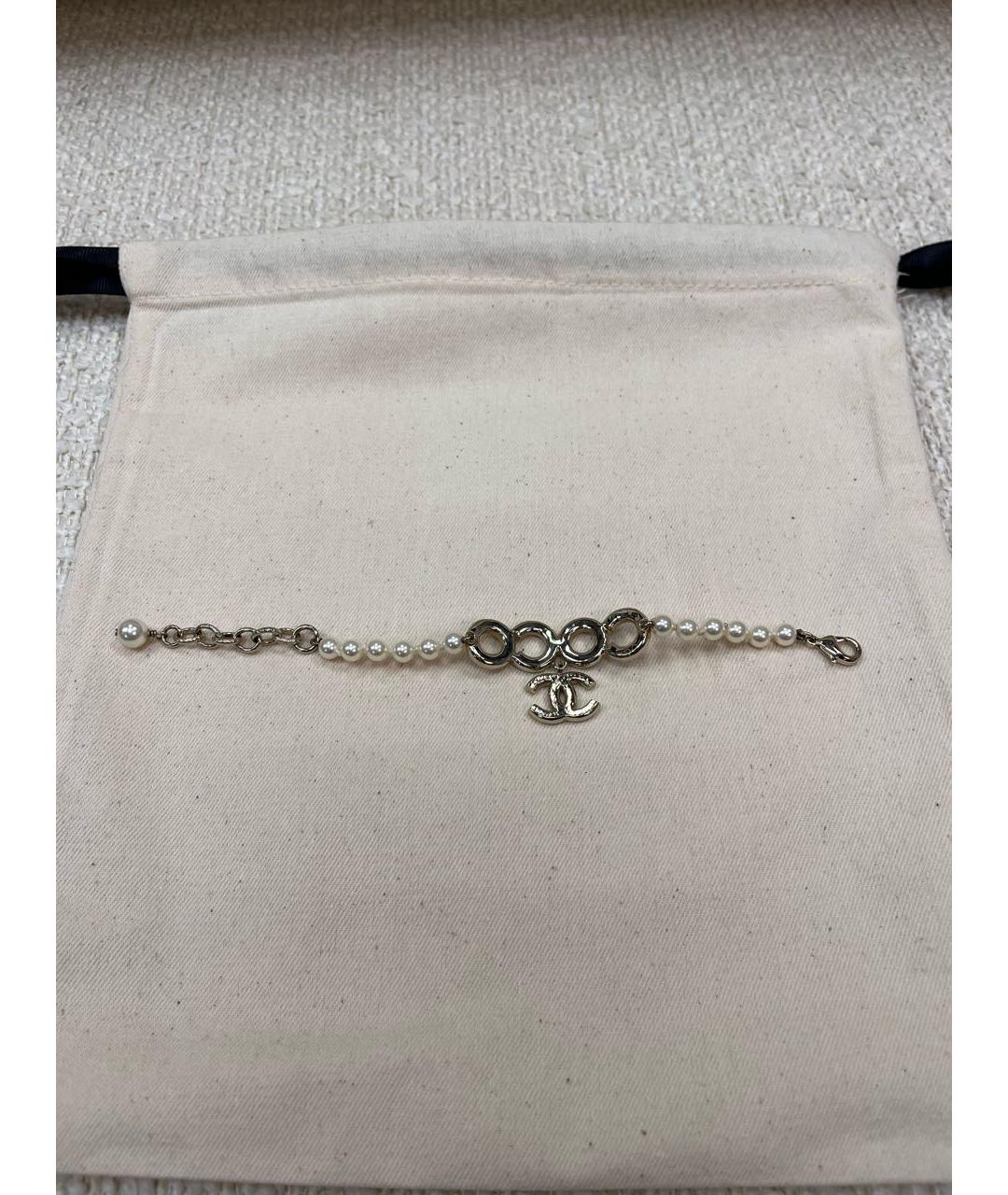 CHANEL Белый металлический браслет, фото 7