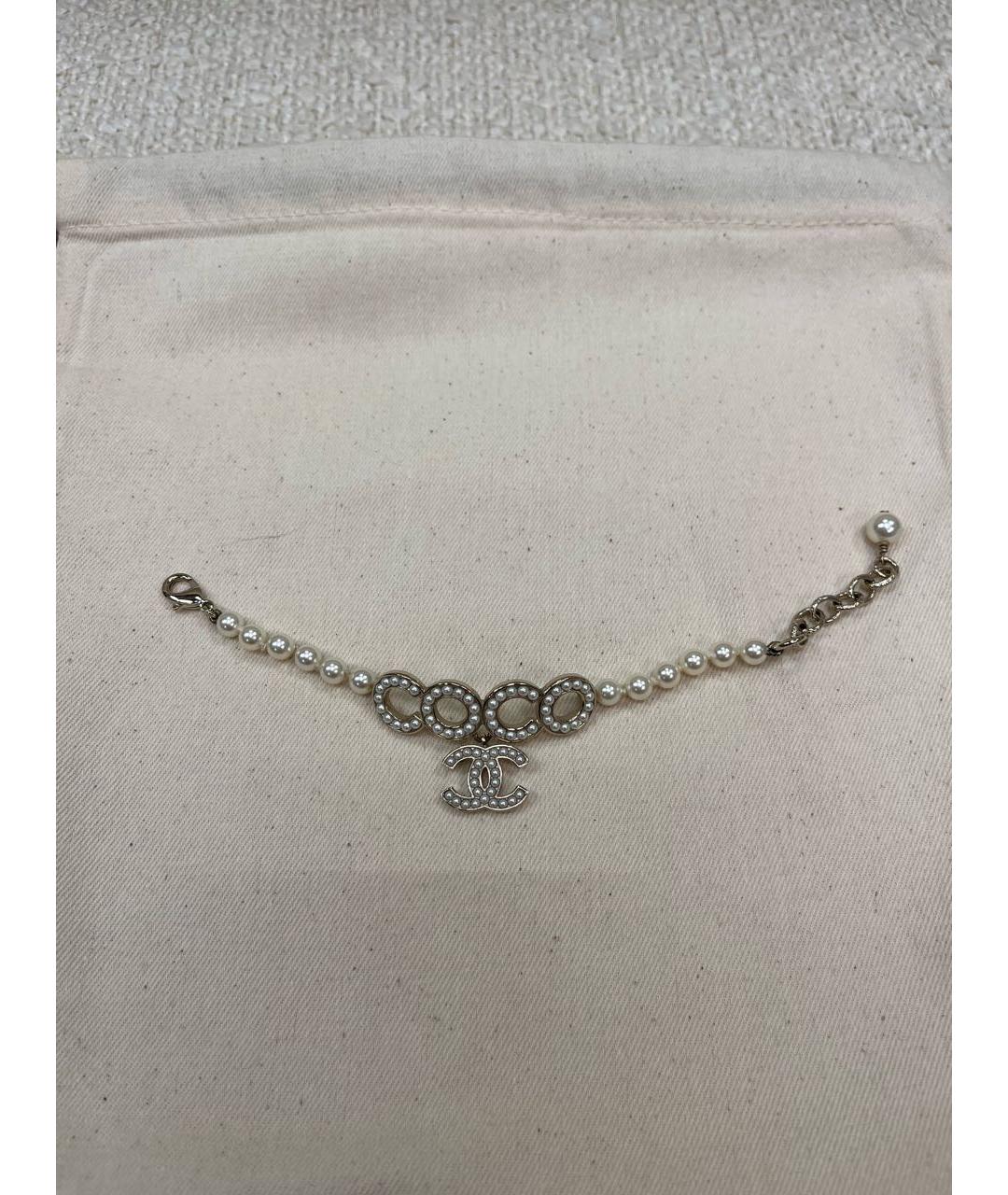 CHANEL Белый металлический браслет, фото 8