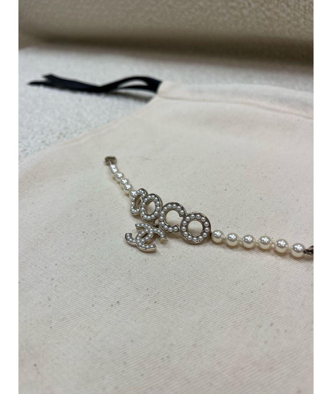 CHANEL Белый металлический браслет, фото 4