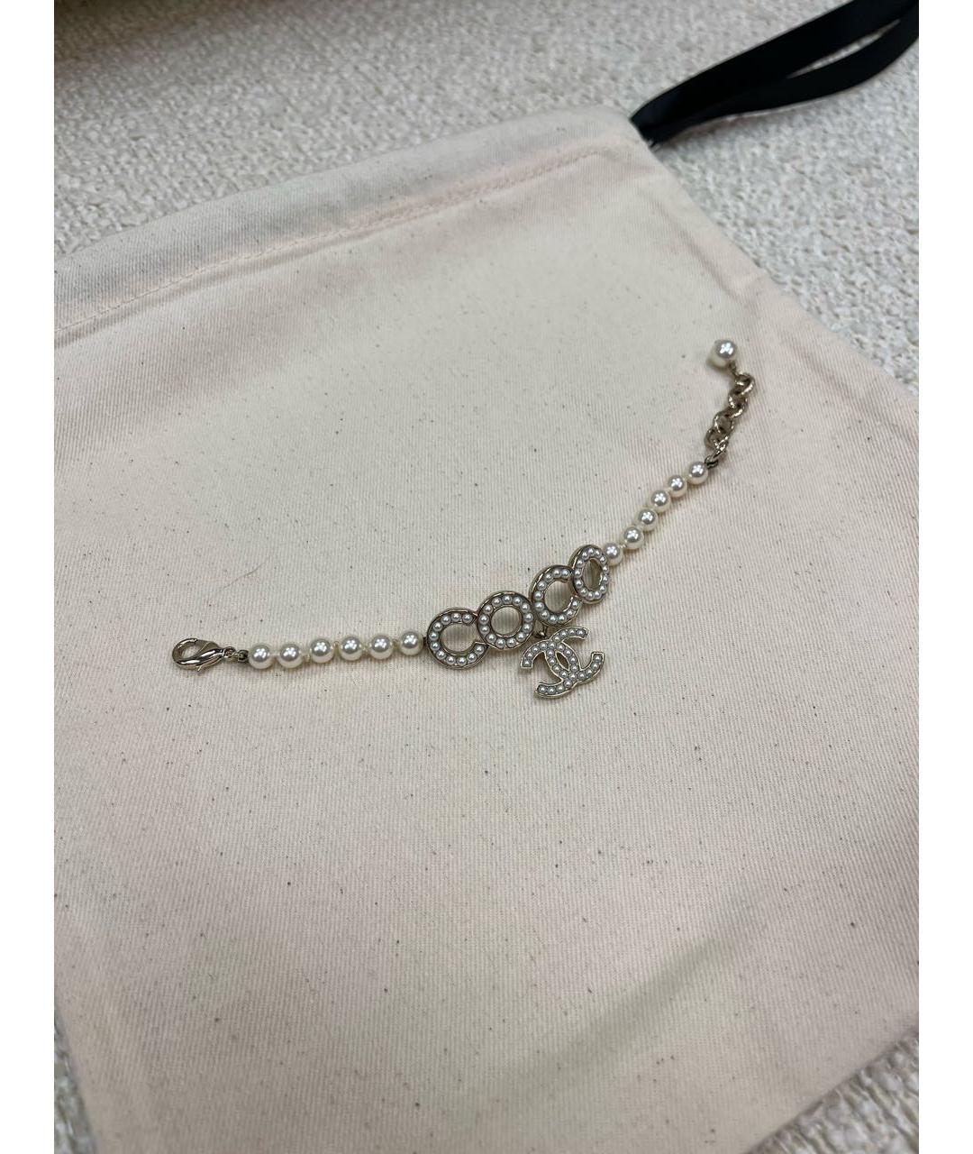 CHANEL Белый металлический браслет, фото 3