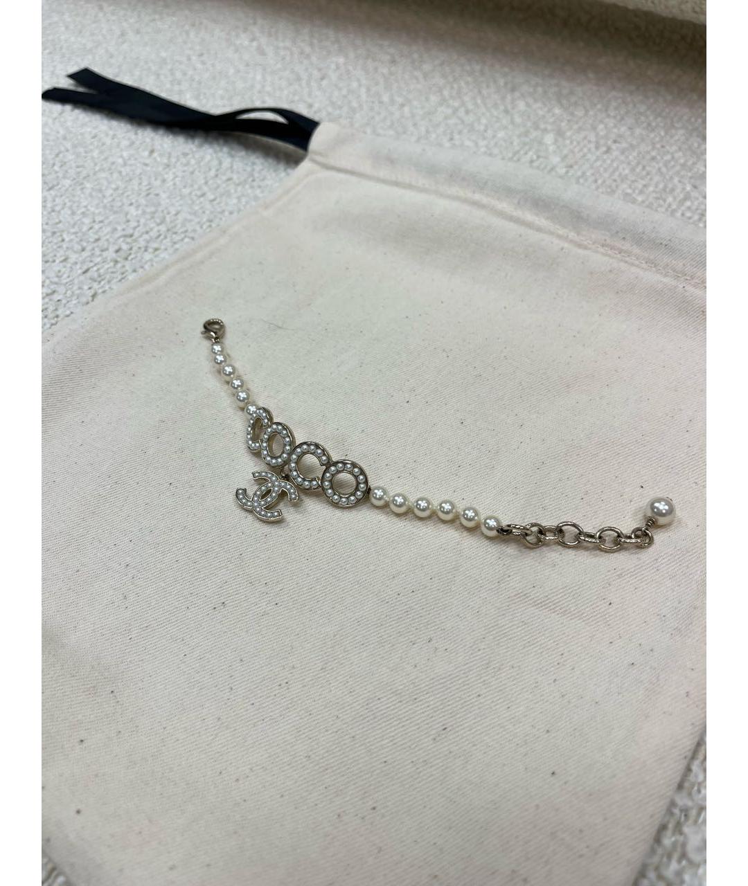 CHANEL Белый металлический браслет, фото 2