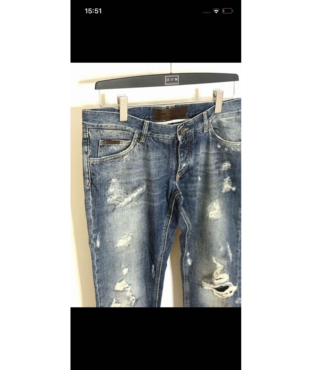 DOLCE&GABBANA Темно-синие хлопковые джинсы скинни, фото 3