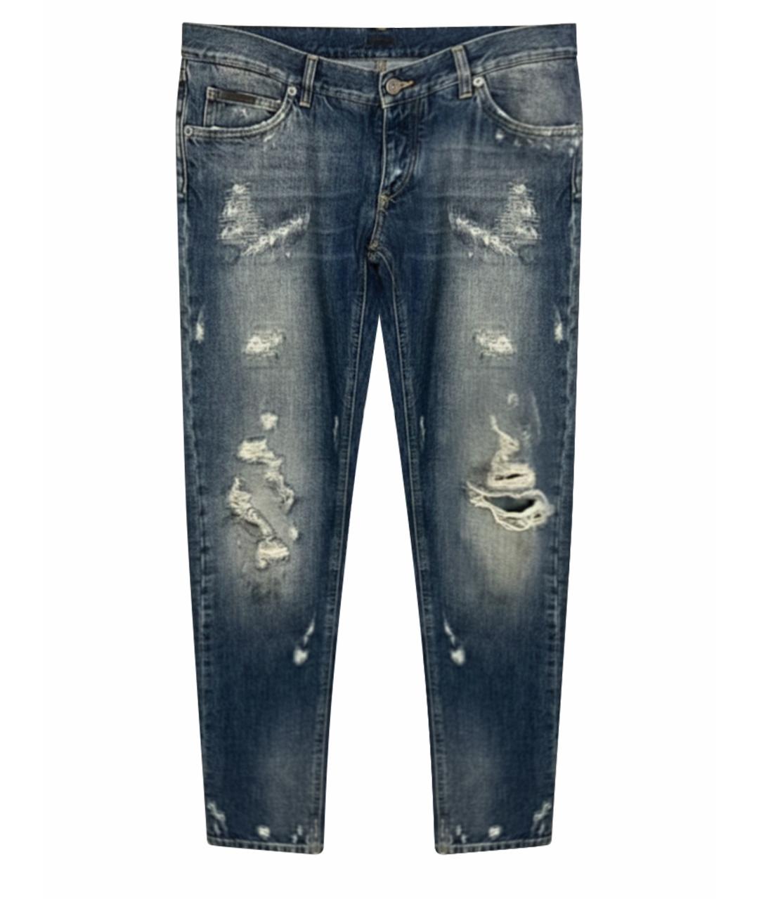 DOLCE&GABBANA Темно-синие хлопковые джинсы скинни, фото 1