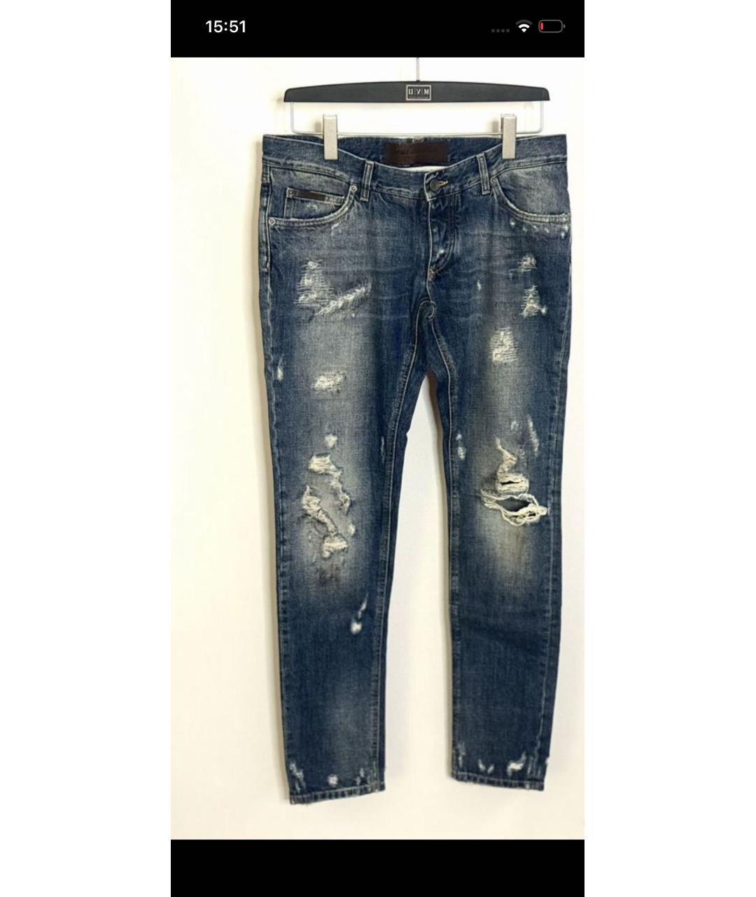 DOLCE&GABBANA Темно-синие хлопковые джинсы скинни, фото 5