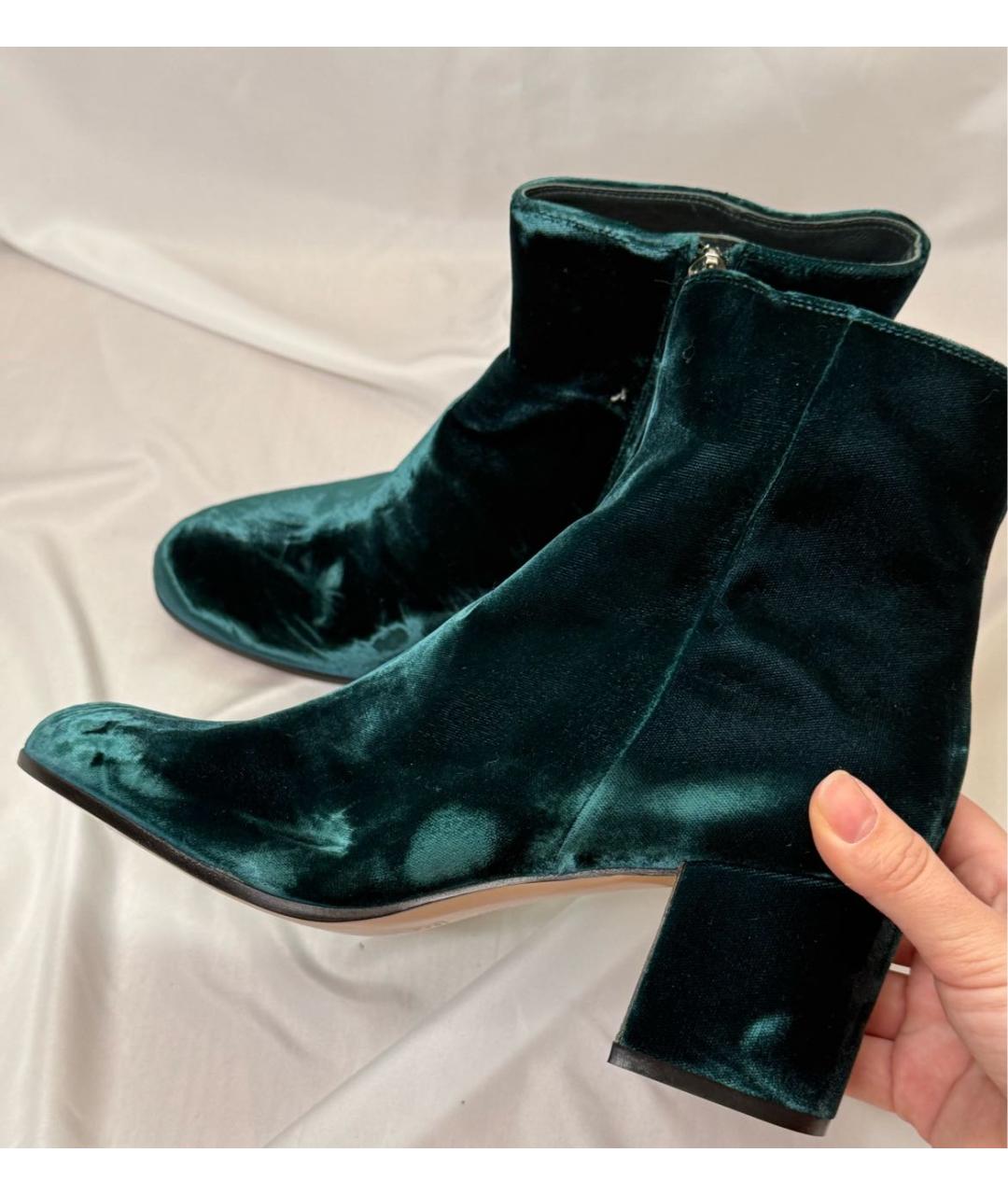 GIANVITO ROSSI Зеленые бархатные ботильоны, фото 6