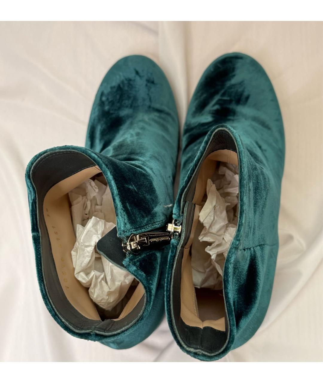 GIANVITO ROSSI Зеленые бархатные ботильоны, фото 4