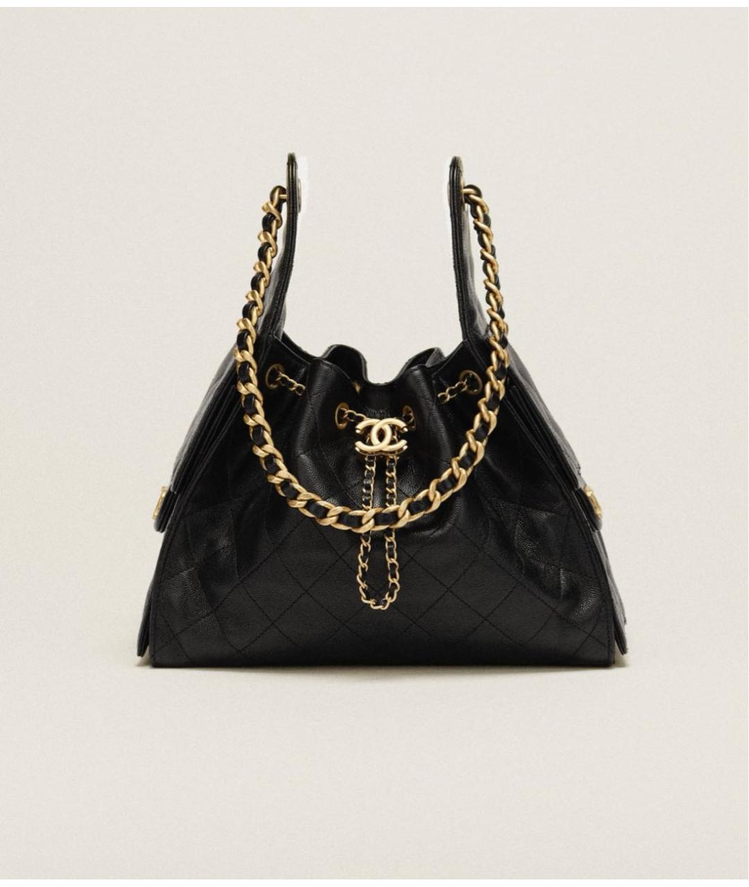 CHANEL Черная кожаная сумка тоут, фото 5