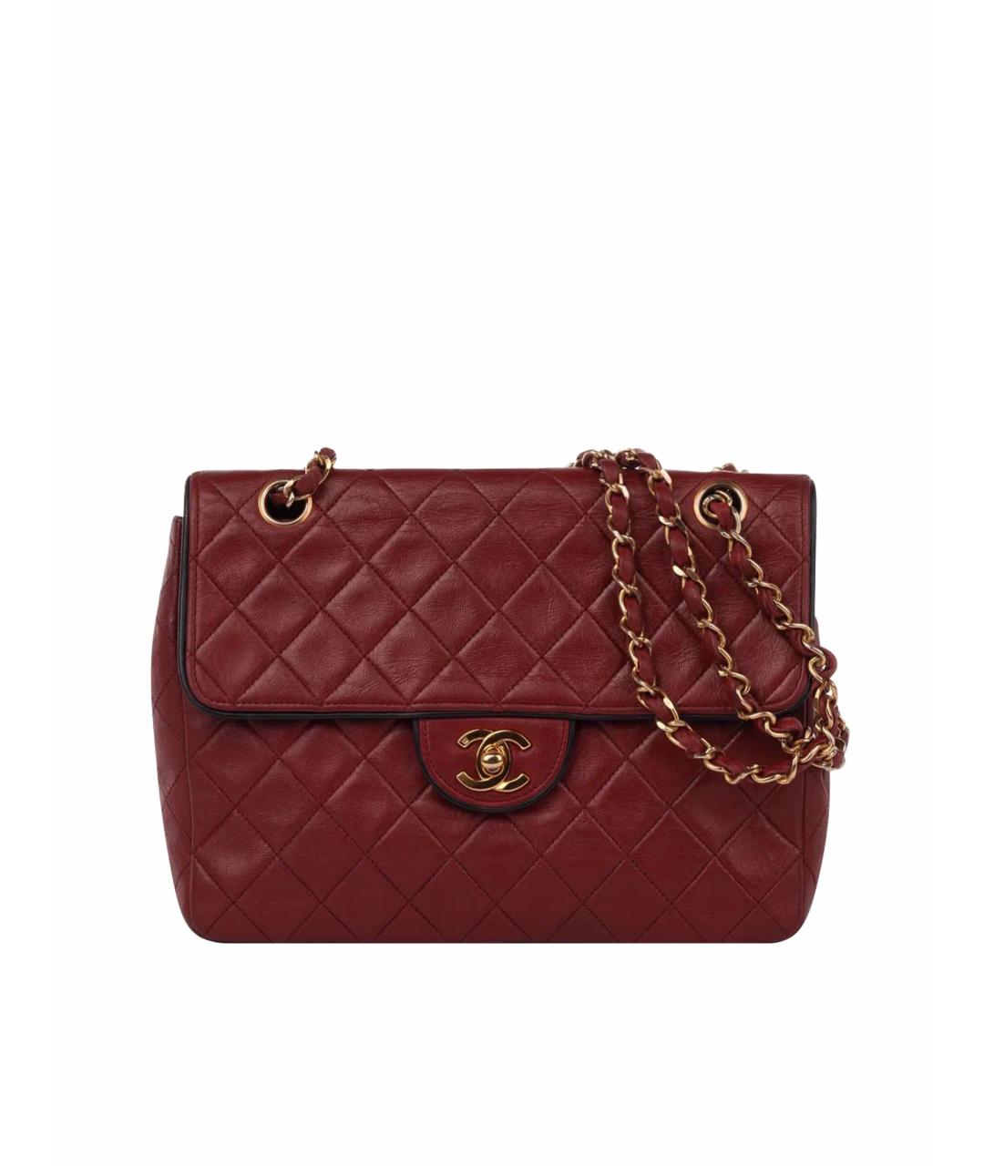 CHANEL Бордовая кожаная сумка через плечо, фото 1