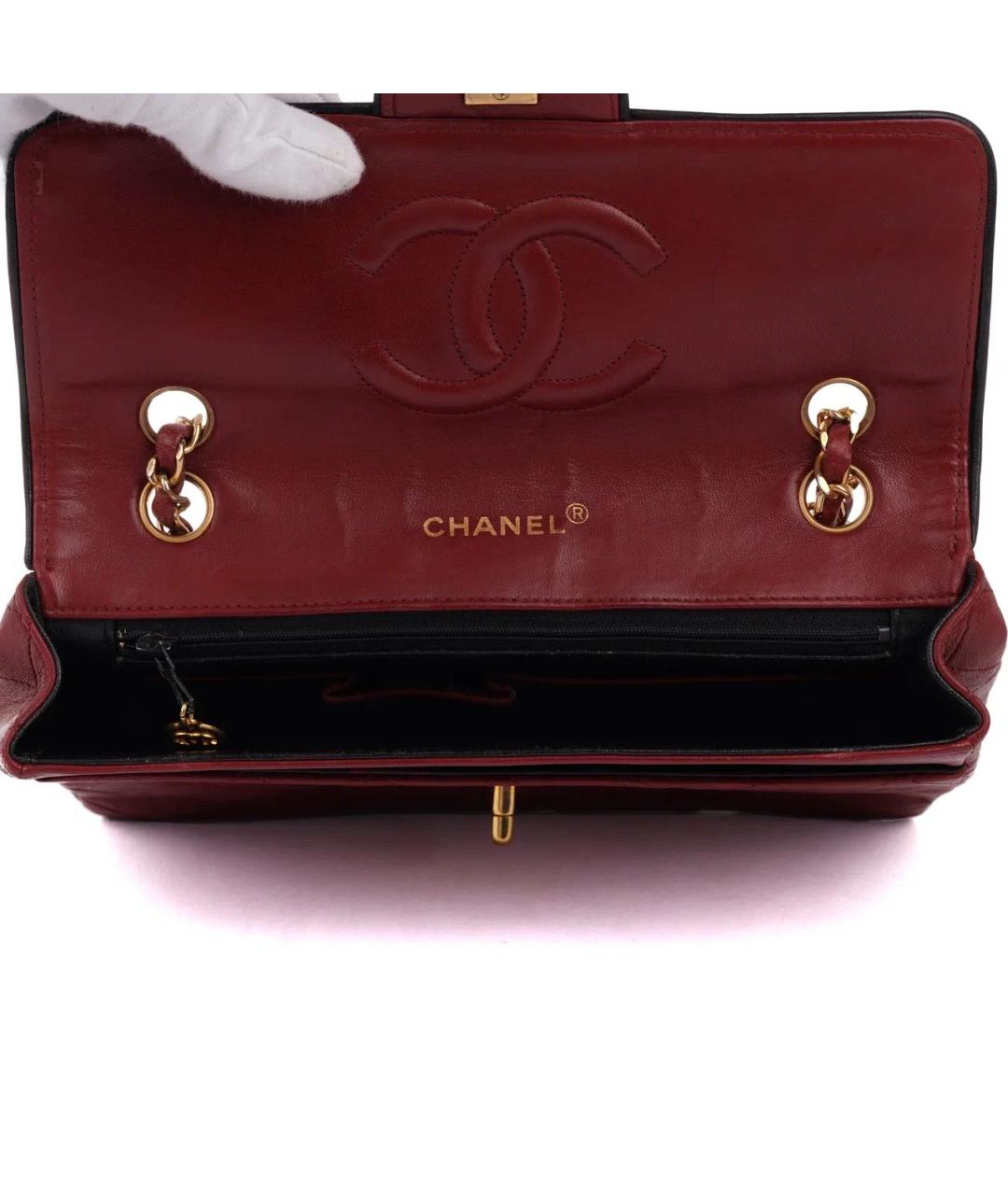 CHANEL Бордовая кожаная сумка через плечо, фото 8