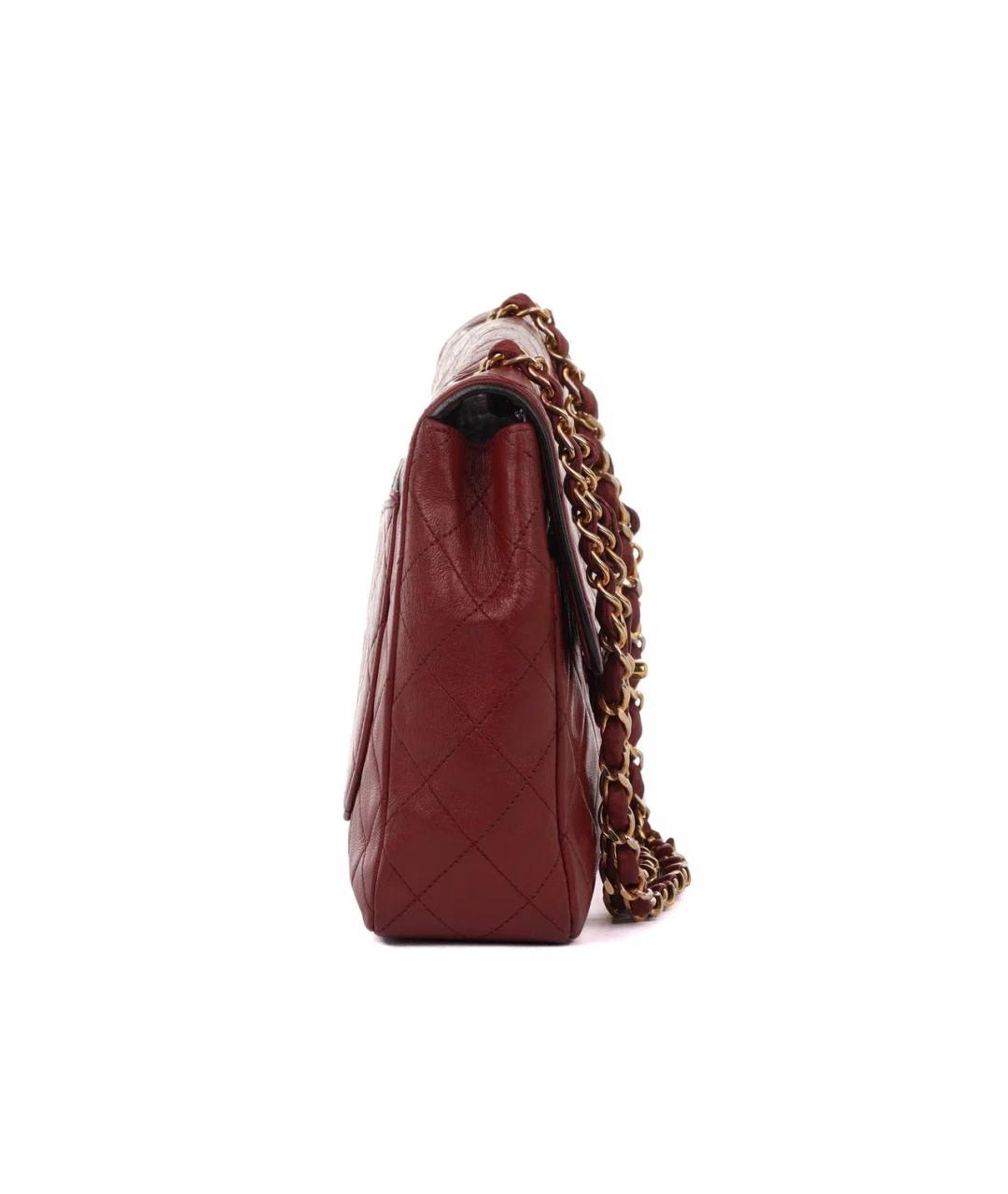 CHANEL Бордовая кожаная сумка через плечо, фото 6