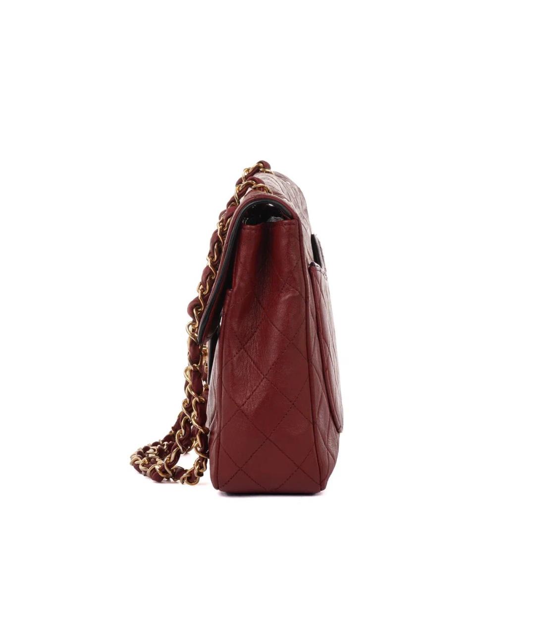 CHANEL Бордовая кожаная сумка через плечо, фото 5